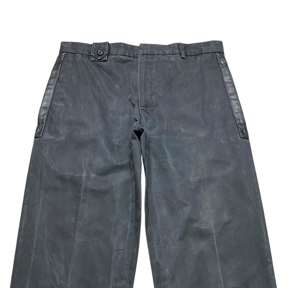 Dior × Hedi Slimane SS04 'STRIP' Dior Homme Black Faded Pants Leather Trimmed Size US 29 - 4 Thumbnail
