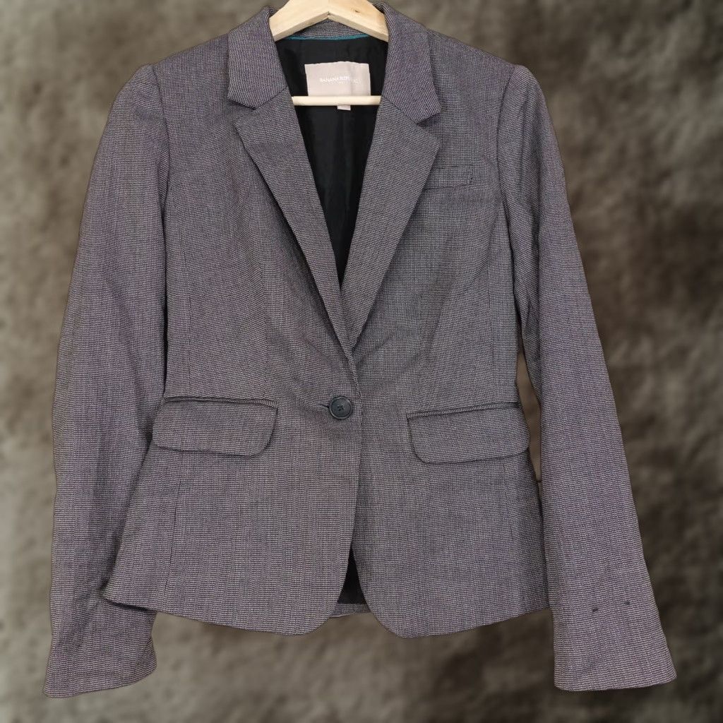 Banana Republic Banana Republic Women’s Grey Suit Jacket — 0 Regular Fit Long Sleeve Office Workwear Fall Spring Summer Winter Size XS / US 0-2 / IT 36-38 - 1 Thumbnail