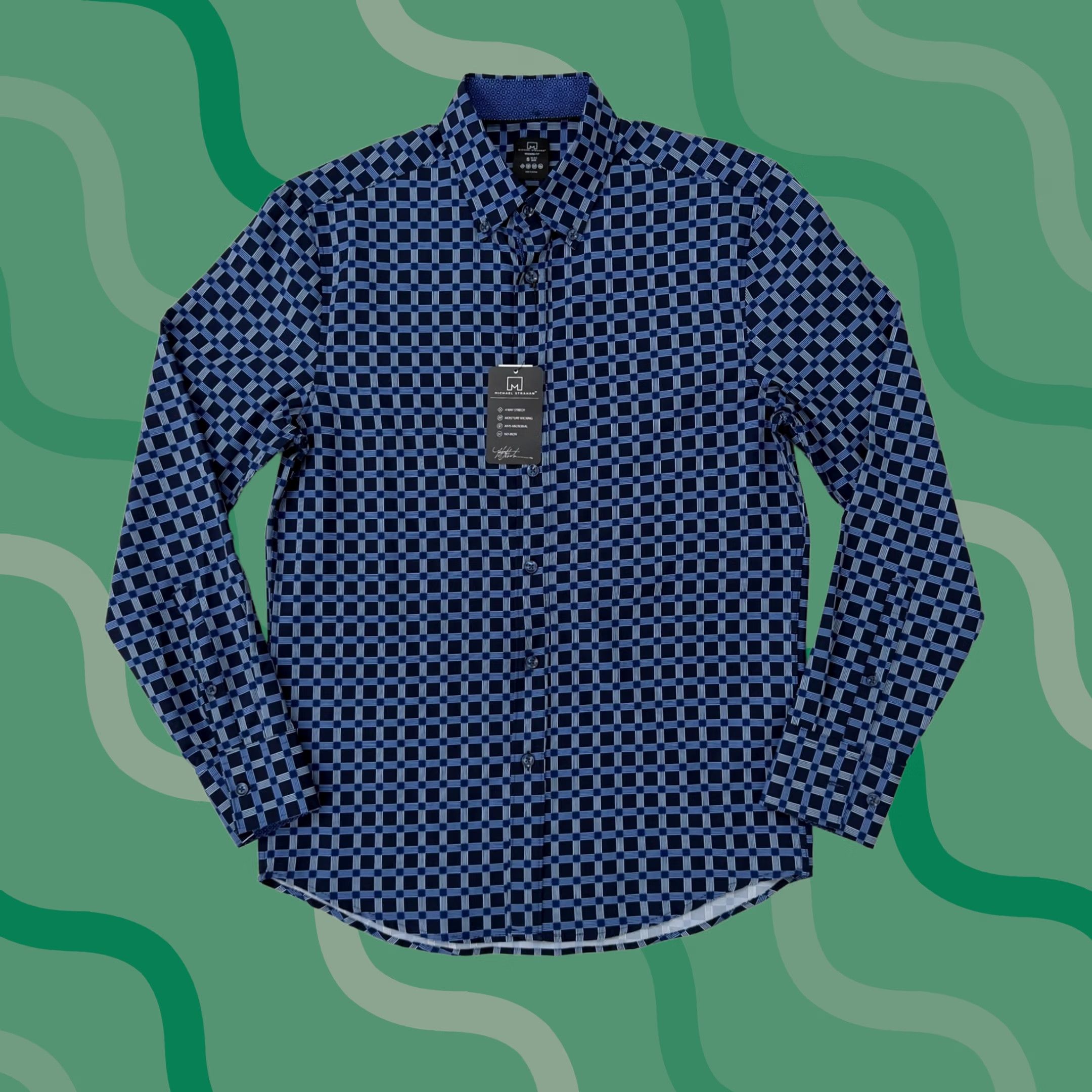 Vintage Michael Strahan Shirt Mens Small Blue Check Stretch Button Up Non Iron Shirt Size US S / EU 44-46 / 1 - 1 Thumbnail