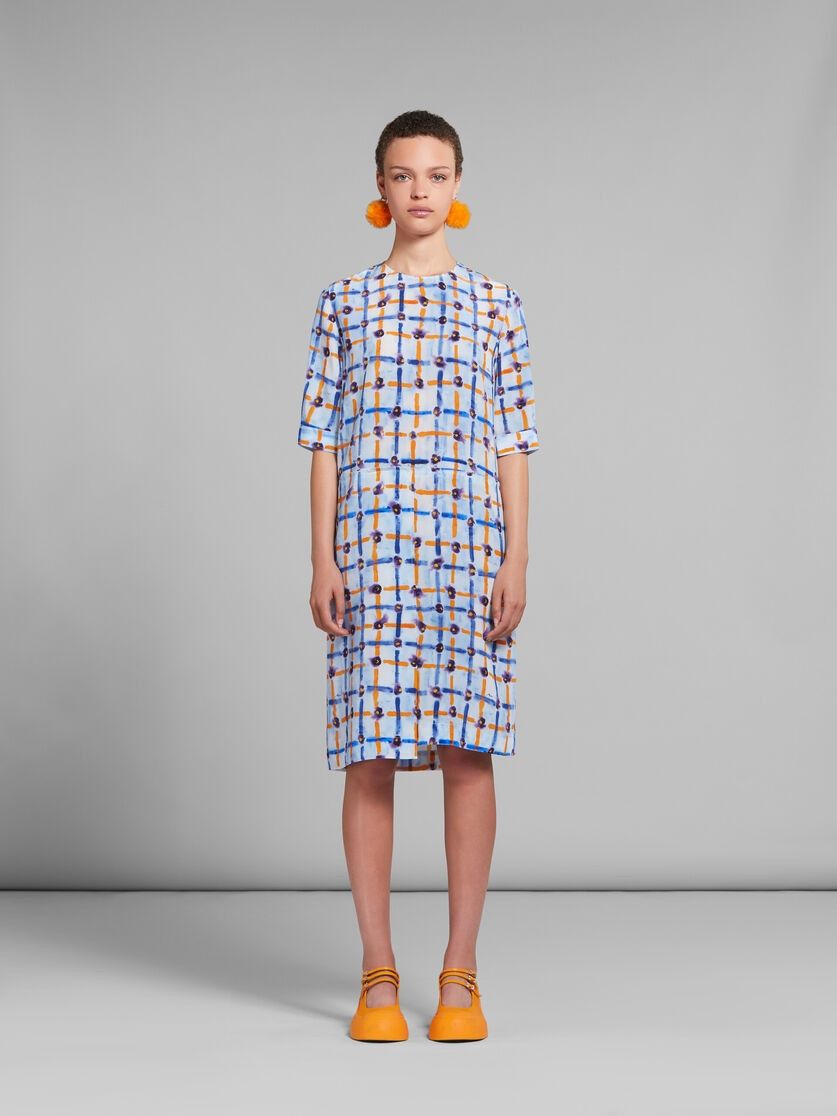 Marni o1w1db10125 Floral Print Asymmetric Midi Dress in Blue Size S / US 4 / IT 40 - 2 Thumbnail