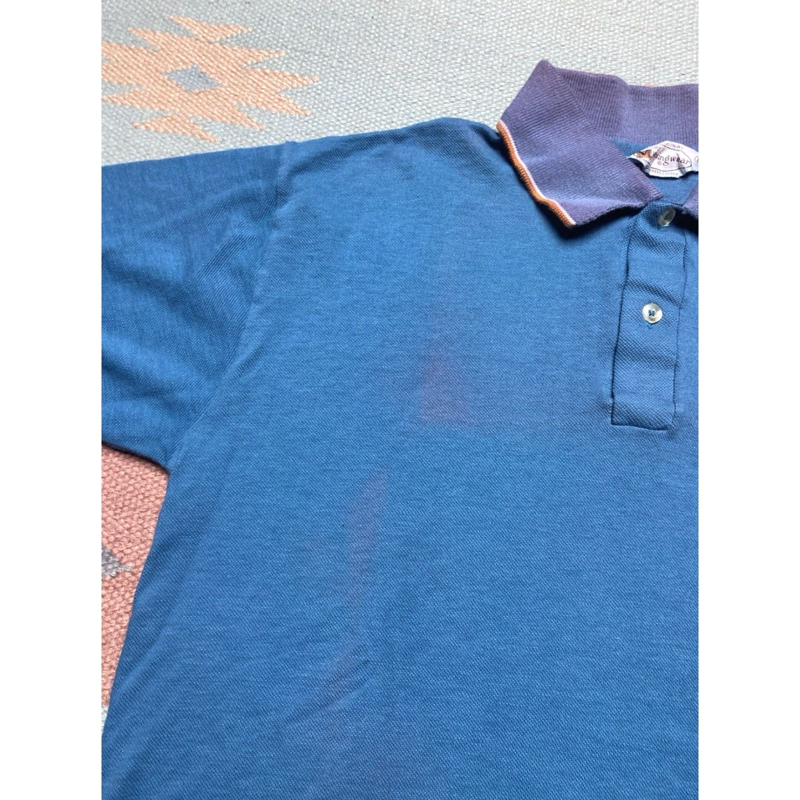 Vintage VINTAGE MunsingWear Polo Shirt Short Sleeve Blue Golf 70s Combed Cotton Large Mens Size US L / EU 52-54 / 3 - 4 Thumbnail