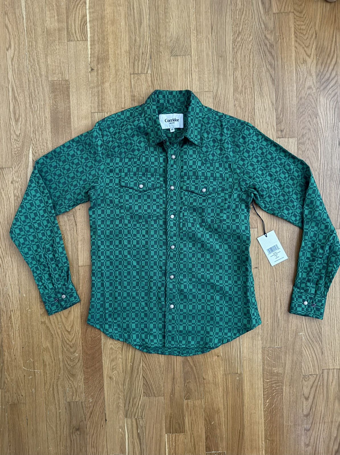 Corridor Corridor Overshot Western Long-Sleeve Shirt Green XS NWT Size US XS / EU 42 / 0 - 1 Thumbnail