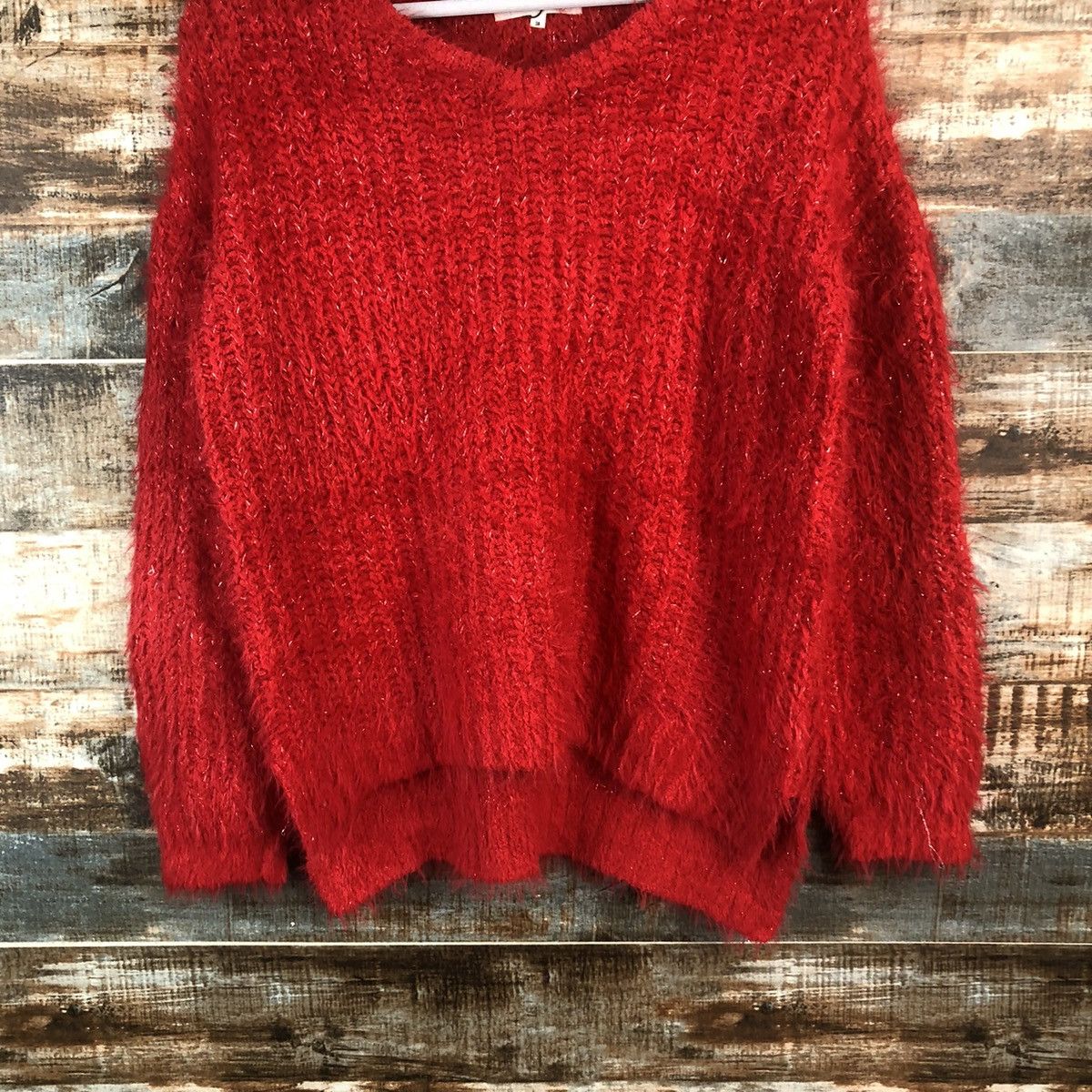 Japanese Brand DL Ozoc Red Mohair Knitwear #C371 Size M / US 6-8 / IT 42-44 - 3 Thumbnail