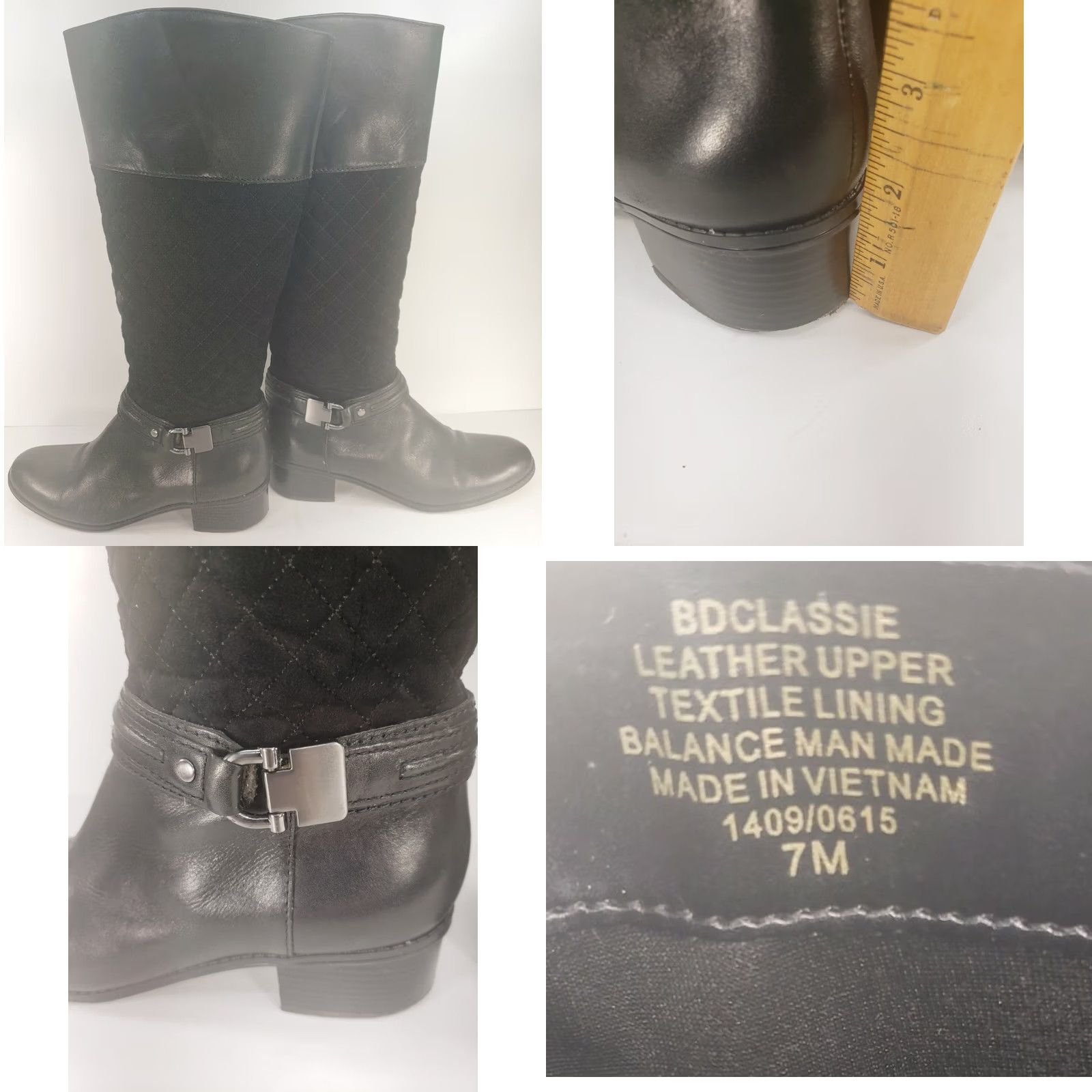 Vintage Bandolino Boots Womens Black CABBIE WOMEN LEATHER QUILTED SUEDE KNEE HIGH Side Zip Size US 7 / IT 37 - 8 Thumbnail