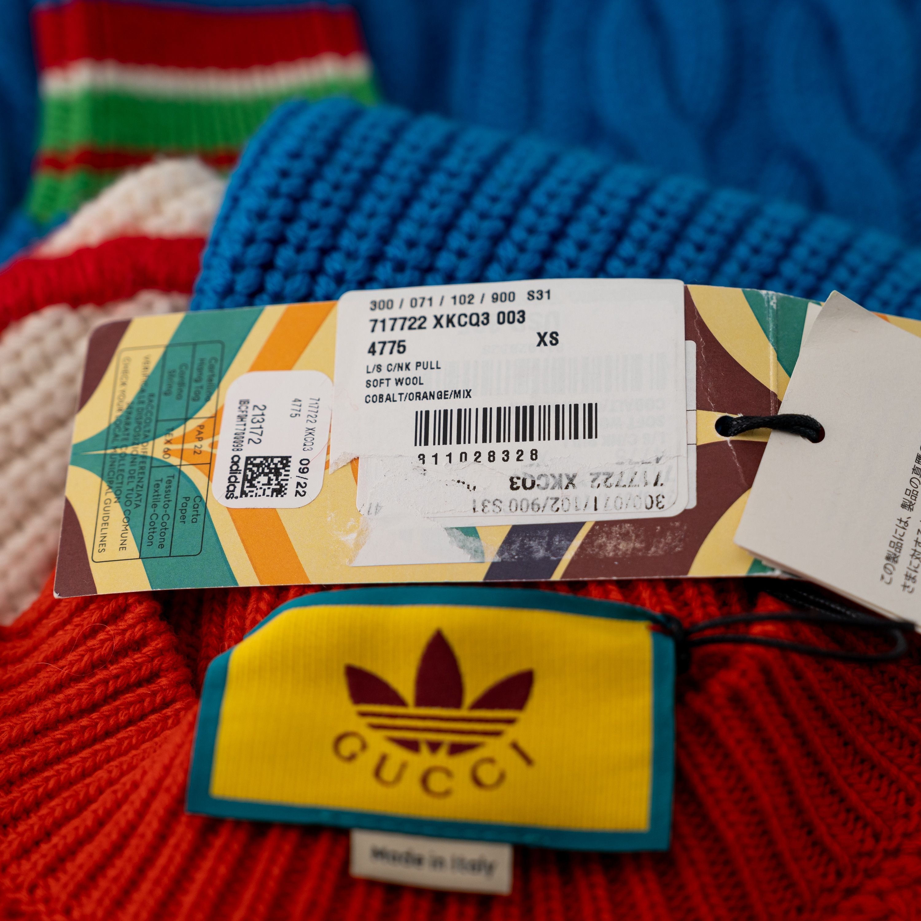 Gucci XS Gucci adidas Cable Knit Sweater Blue Green Red Wool Size XS / US 0-2 / IT 36-38 - 4 Thumbnail