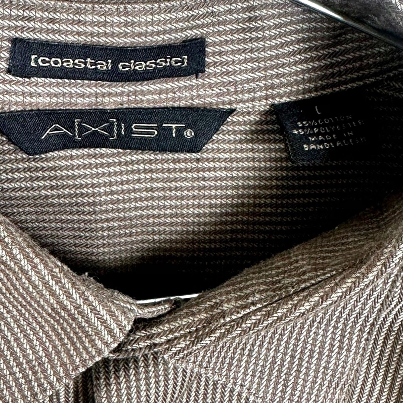 Vintage AXIST Mens Shirt Long Sleeve Button Down Classic Fit Striped Brown L Size US L / EU 52-54 / 3 - 7 Thumbnail