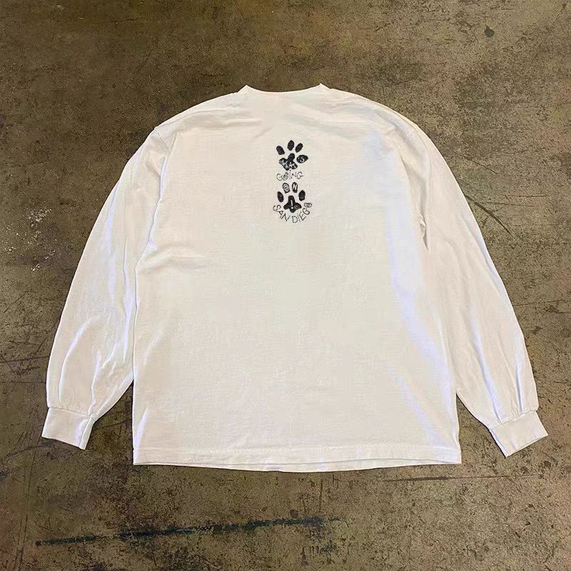 Japanese Brand White casual retro cartoon cat print long sleeve tee Size US L / EU 52-54 / 3 - 2 Thumbnail