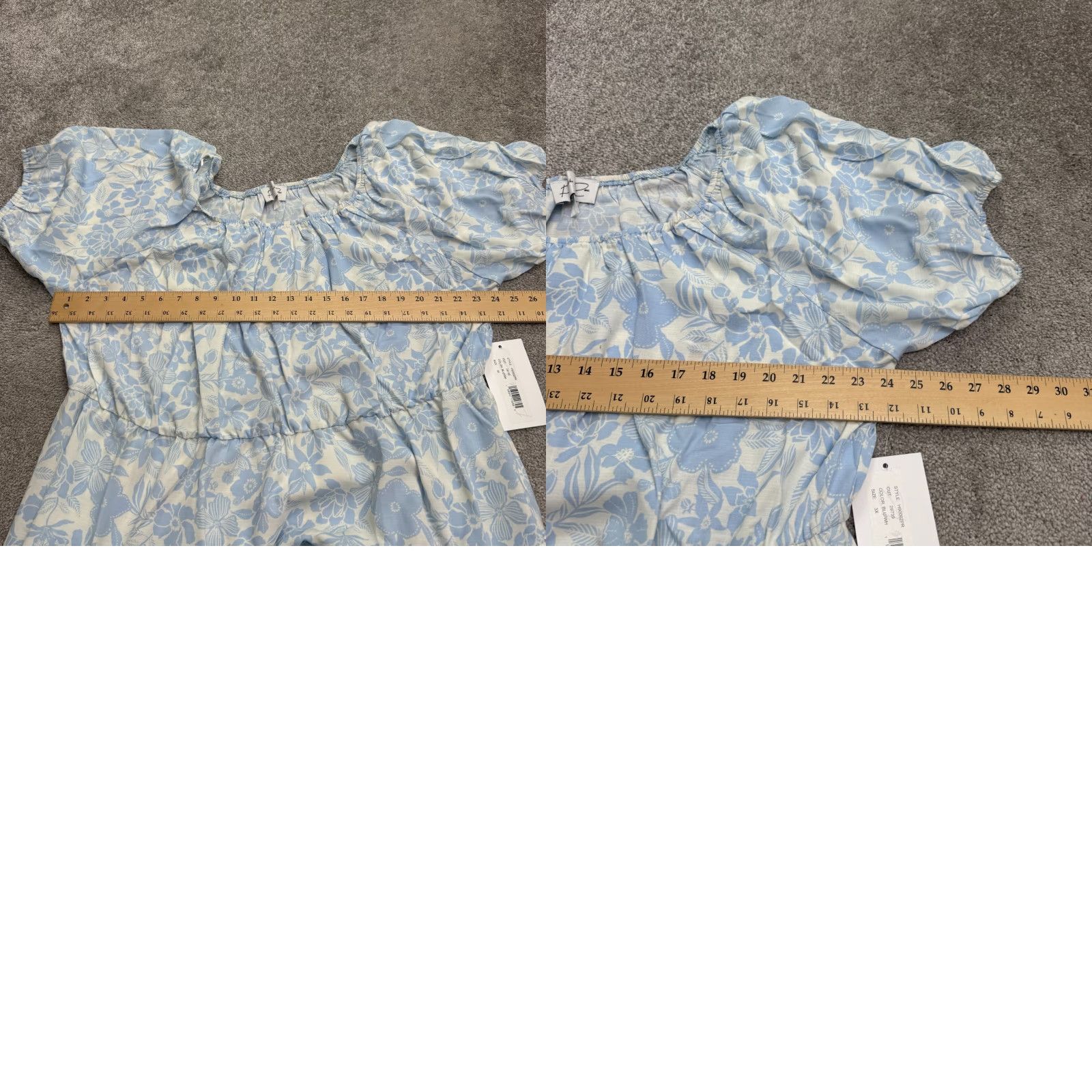 Parker Parker & Rowe Floral Puff Sleeve Tiered Midi Dress Women 3X Plus Blue Floral NWT Size XXL / US 16-18 / IT 52-54 - 10 Thumbnail