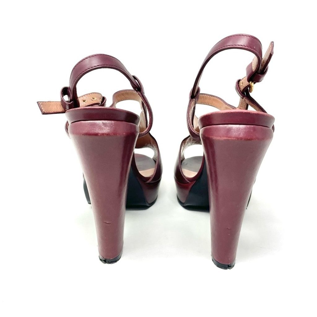 Marni MARNI Burgundy Leather Sculptured Heeled Sandals Size 38/ 8 Size US 8 / IT 38 - 6 Thumbnail