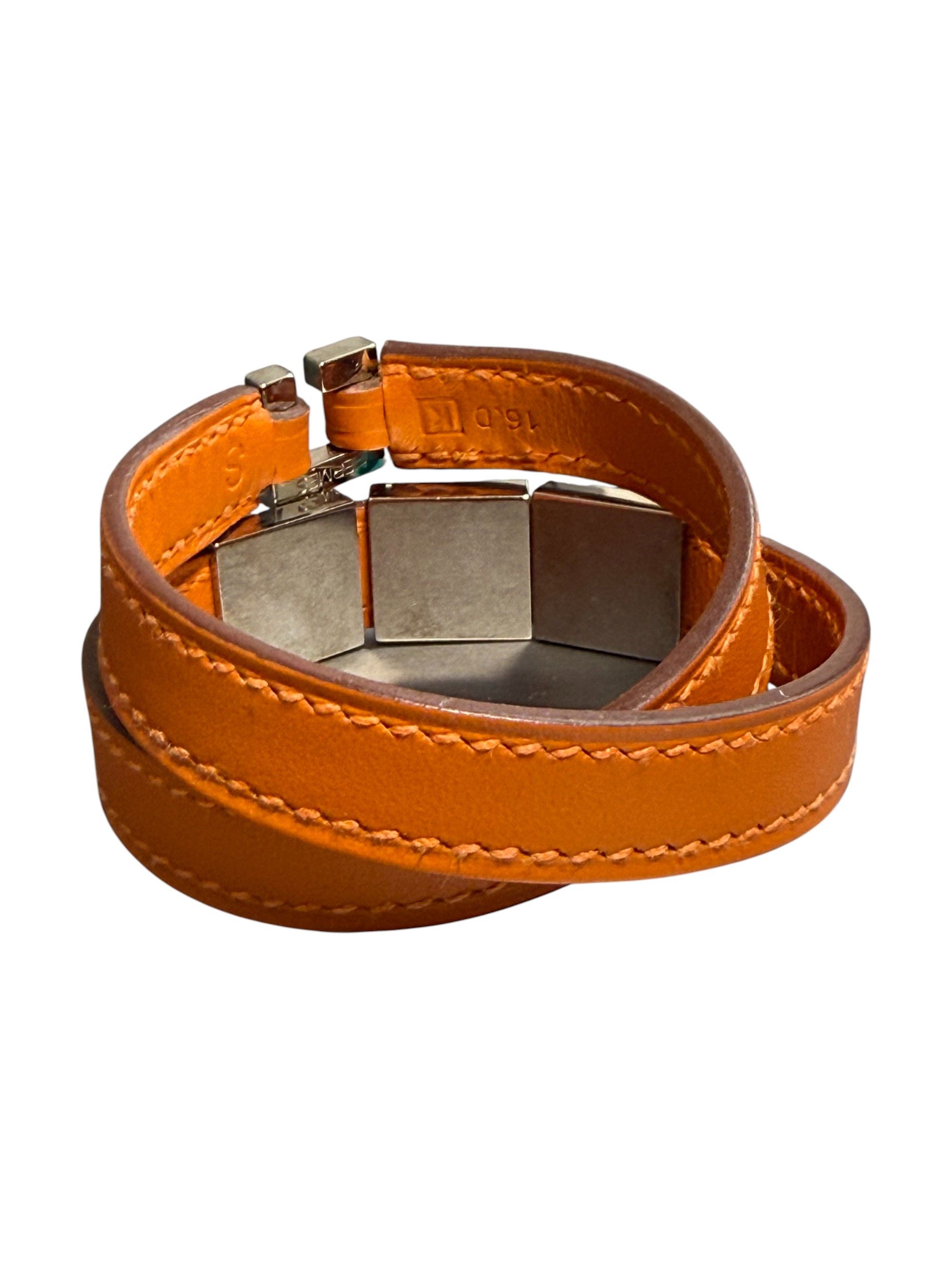 Hermes Hermes Medor Double Wrap Leather Bracelet Orange Small Size ONE SIZE - 8 Thumbnail