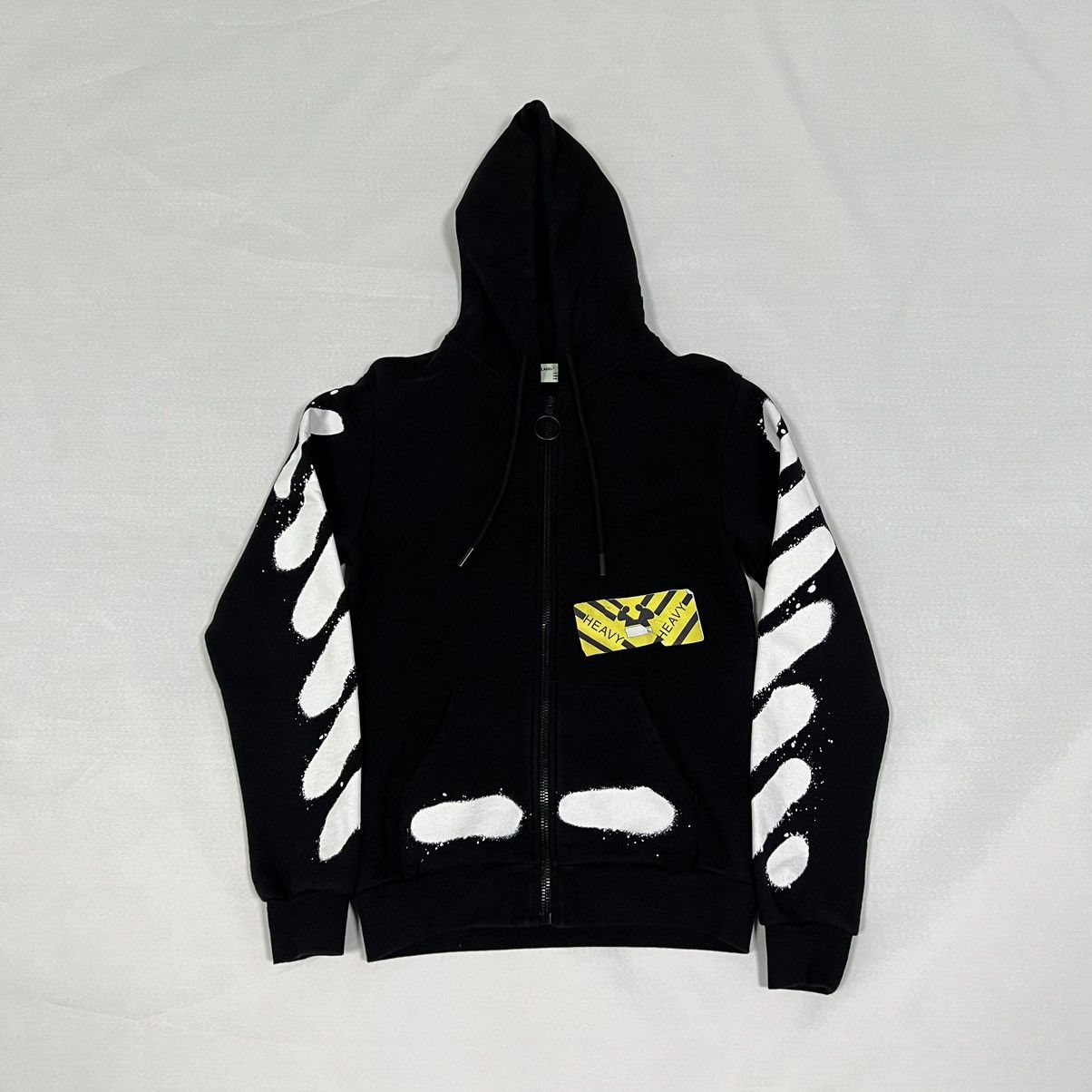 image of Off White Off-White Diag Spray Zip-Up Hoodie in Black, Men's (Size XS)