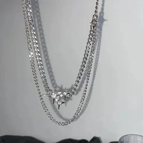 Jewelry Shine Silver Chain Goth God Pendant Necklace Stone Rave Size ONE SIZE - 3 Thumbnail