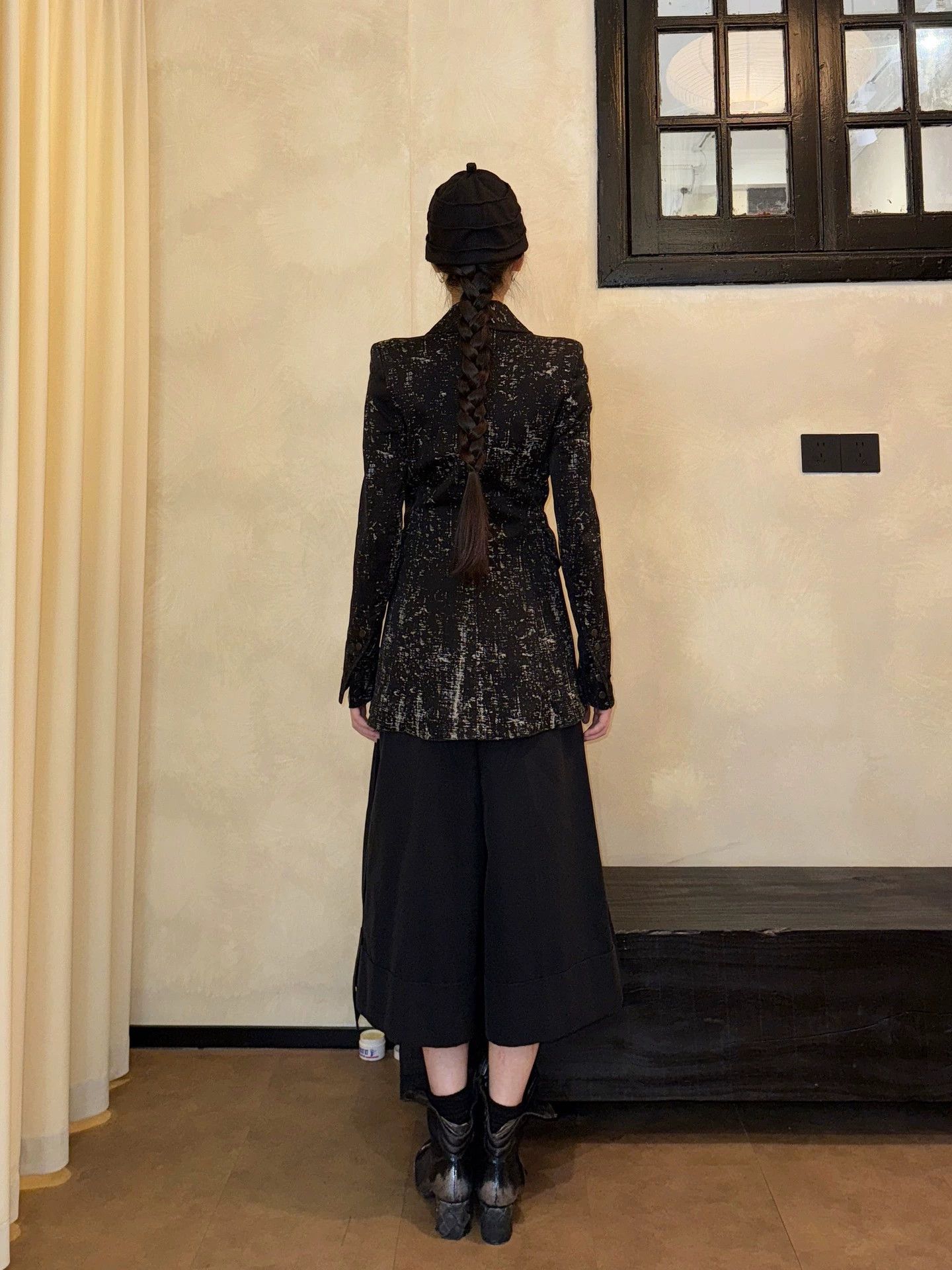 Other Vintage Italian Ink-Splatter Slim Blazer with Elegant Shoulder Pads Size XS / US 0-2 / IT 36-38 - 9 Thumbnail