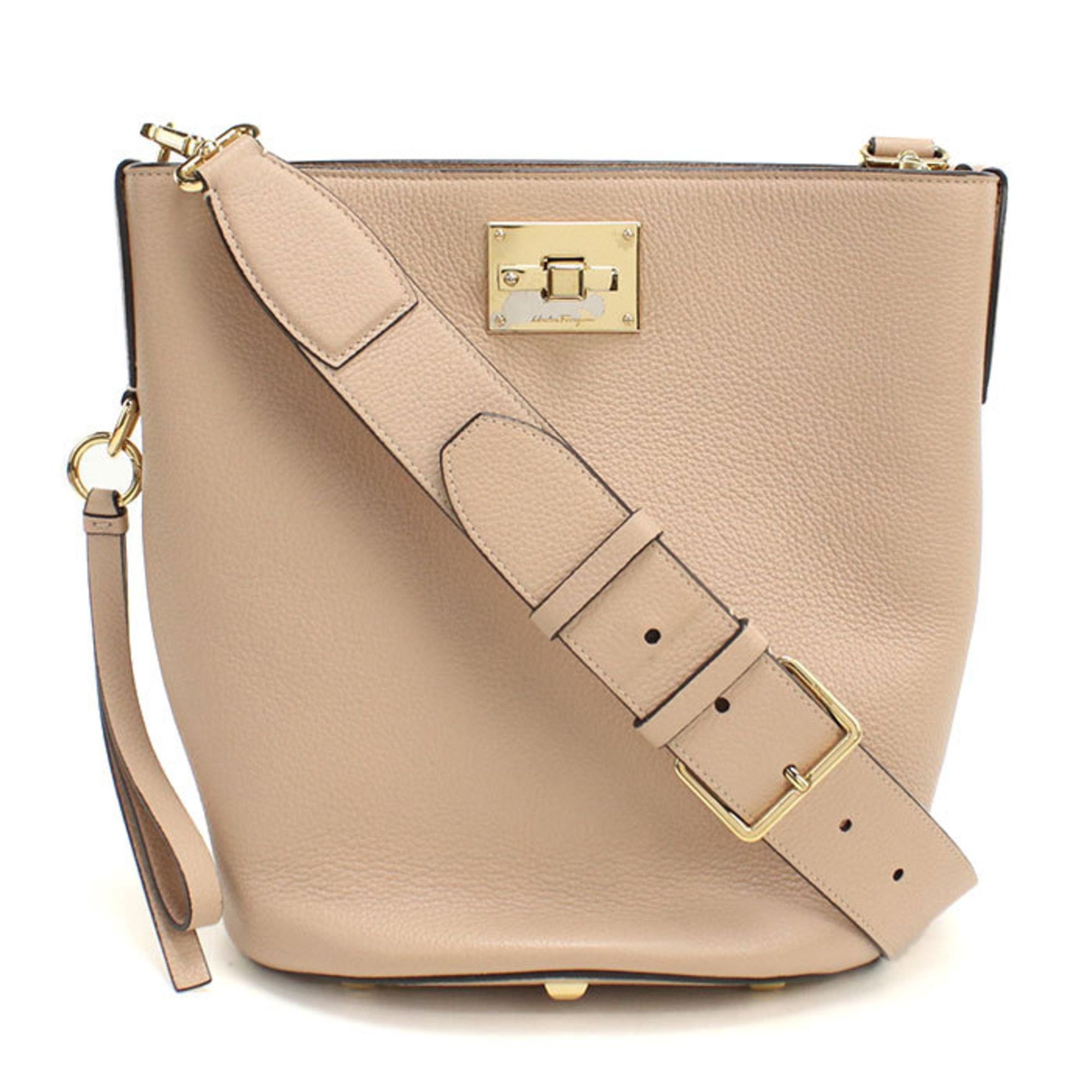Salvatore Ferragamo Salvatore Ferragamo FERRAGAMO Ferragamo Gancini Shoulder Bag 21 2892 Women's Beige Size ONE SIZE - 1 Thumbnail