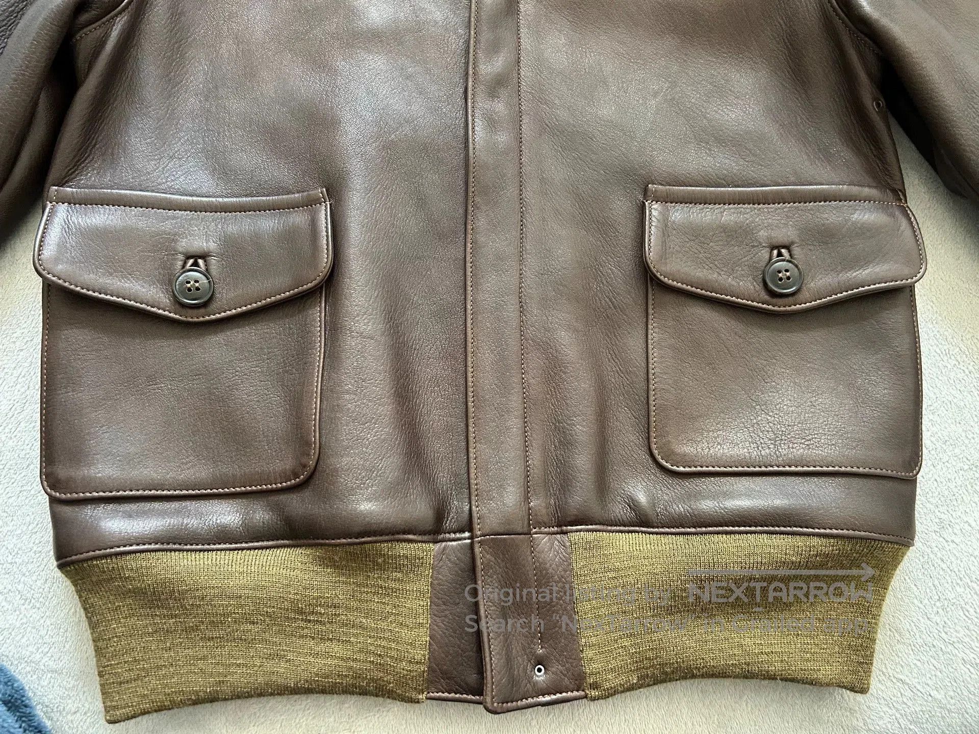 The Real McCoy's real mccoy A2 brown leather jacket. Size US M / EU 48-50 / 2 - 4 Thumbnail