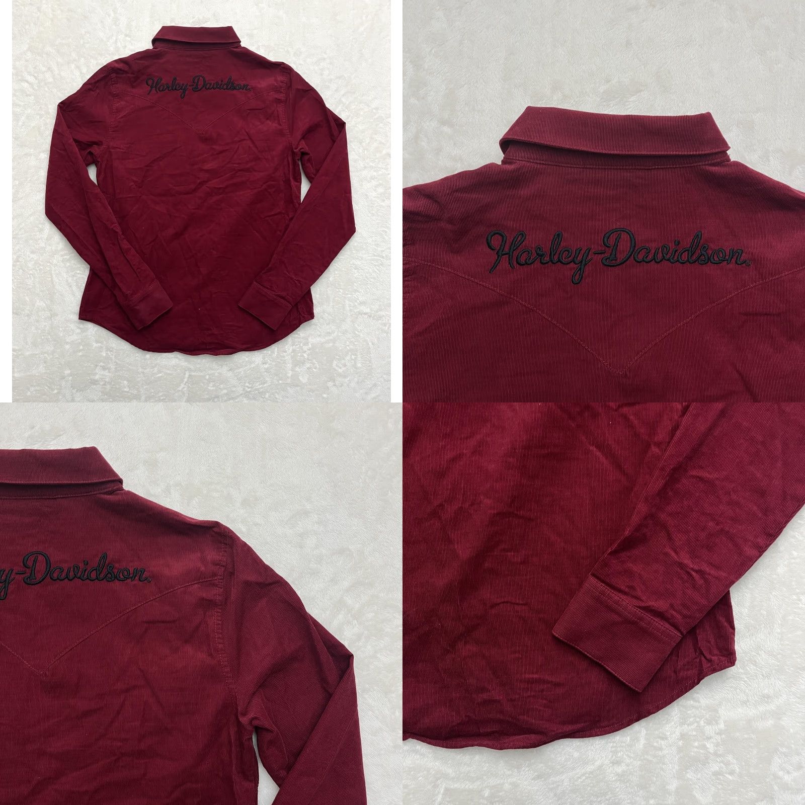 Harley Davidson Harley-Davidson Shirt Womens Small Red Corduroy Button Up Western Embroidered Size S / US 4 / IT 40 - 8 Thumbnail