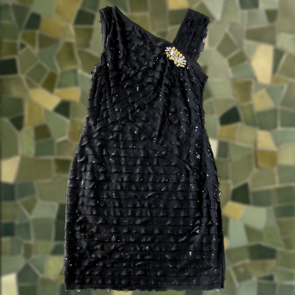 Vintage Robbie Bee Signature Black Stretch Beaded Jewel Layered Tank Dress Large Large Size L / US 10 / IT 46 - 1 Thumbnail