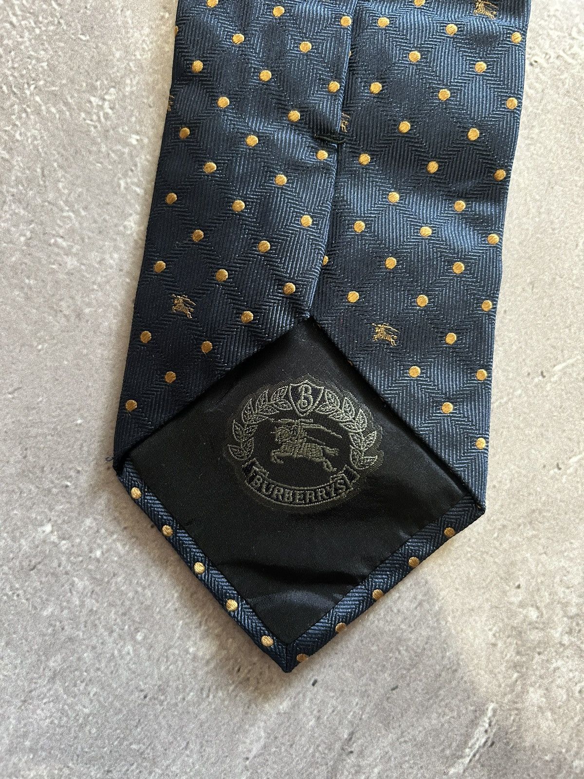 Burberry × Designer Burberry Blue Polka Logo Print Pattern Silk Tie 57" Size ONE SIZE - 4 Thumbnail
