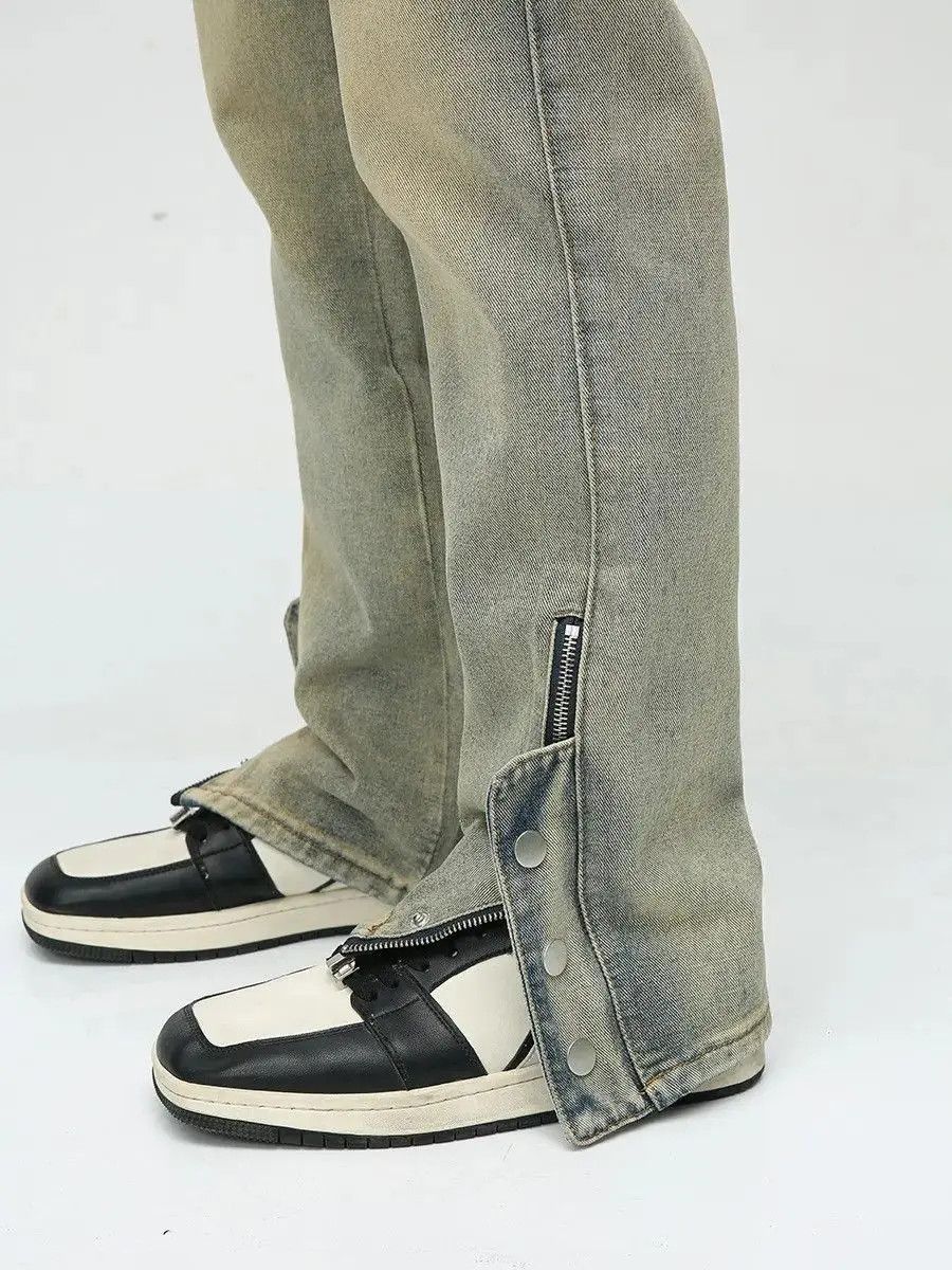 Japanese Brand Retro loose straight zipper jeans Size US 32 / EU 48 - 4 Thumbnail