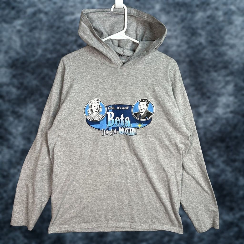 Hanes Gosh Its Swell Beta It's Got Moxie Hooded T Shirt Adult Medium Gray Mens Size US M / EU 48-50 / 2 - 1 Thumbnail