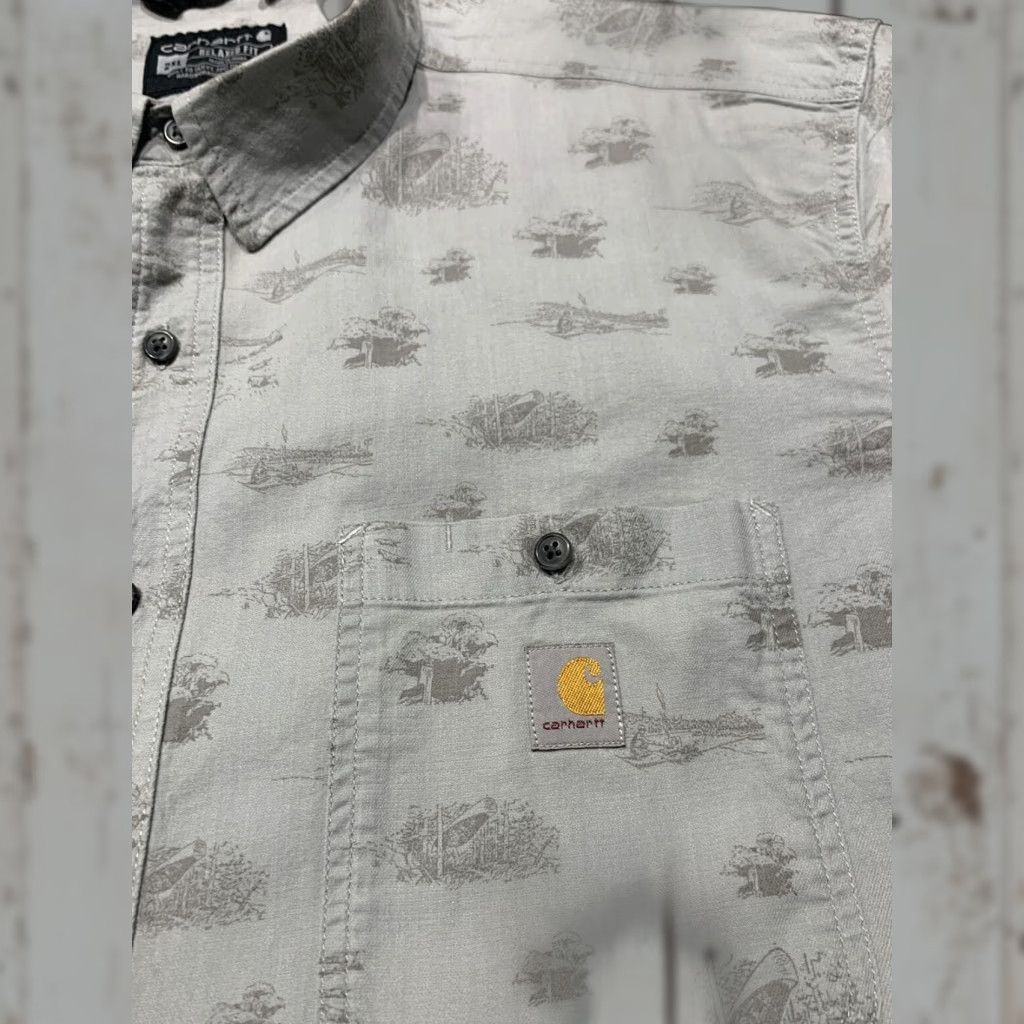 Carhartt Carhartt Men’s Short Sleeve Button-Up Shirt 2XL Cotton Gray Casual Workwear 2010s Size US XXL / EU 58 / 5 - 1 Thumbnail