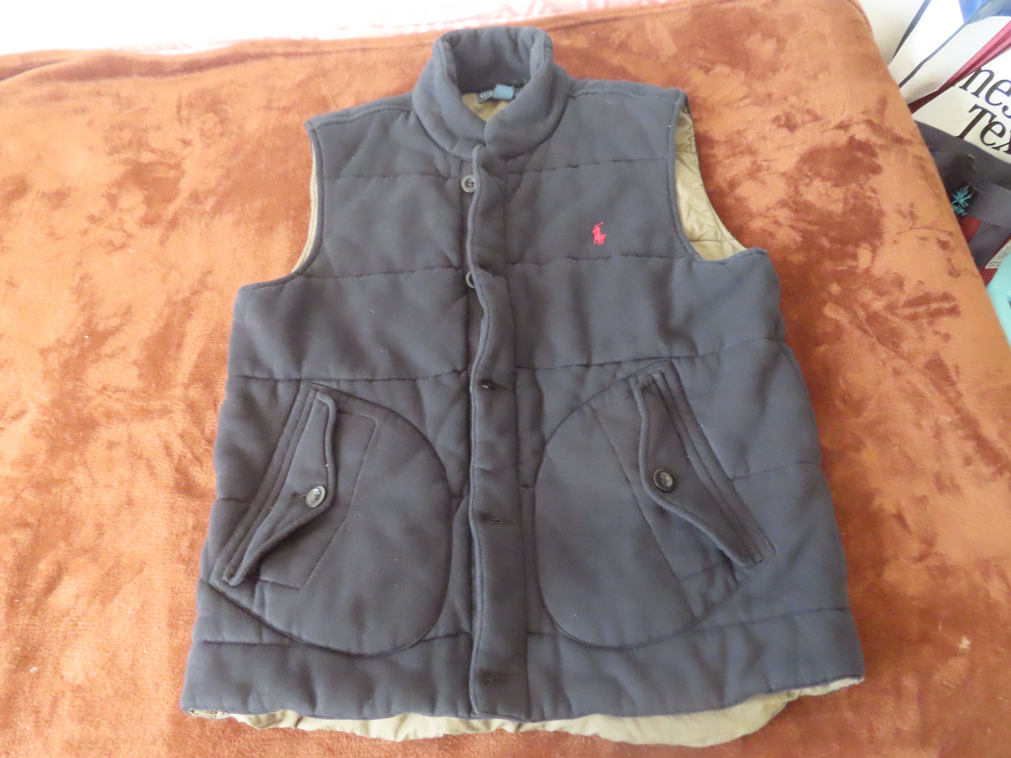 image of VTG Polo Ralph Laurent Talon Zipper Quilted Style Vest Puffer in Black, Men's (Size Large)