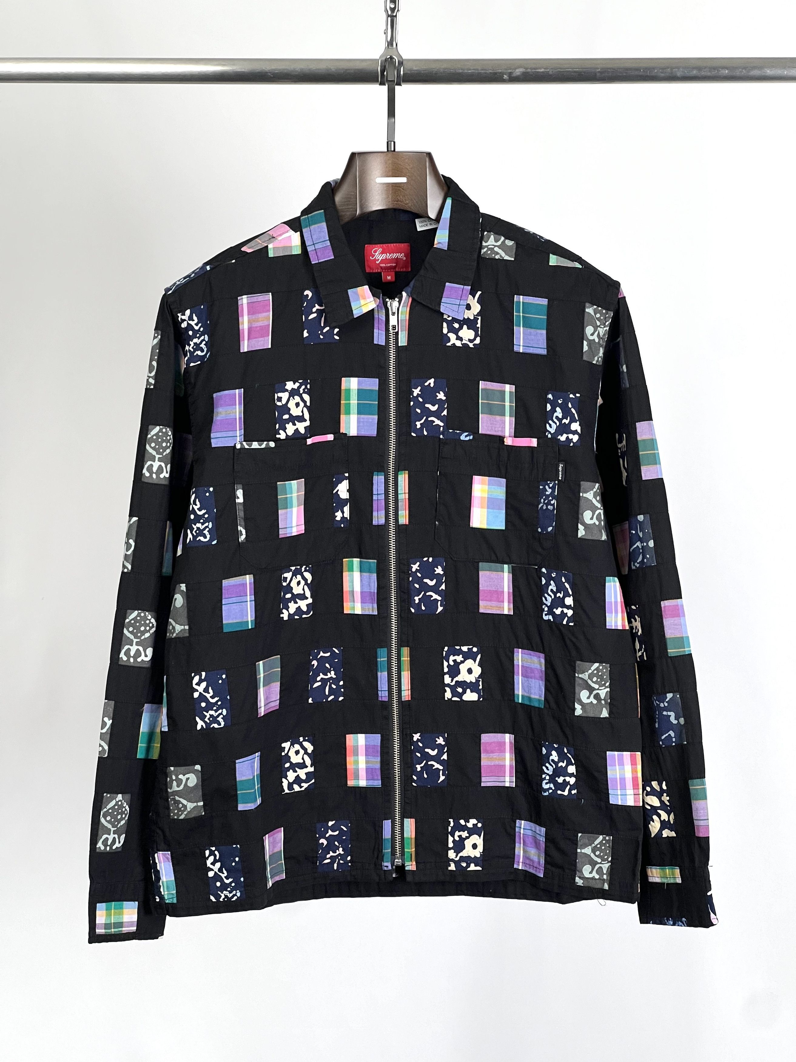 Supreme Patchwork Zip Up Shirt Purple 美品 Supreme Patchwork Zip Up Shirt (SS19) - $178