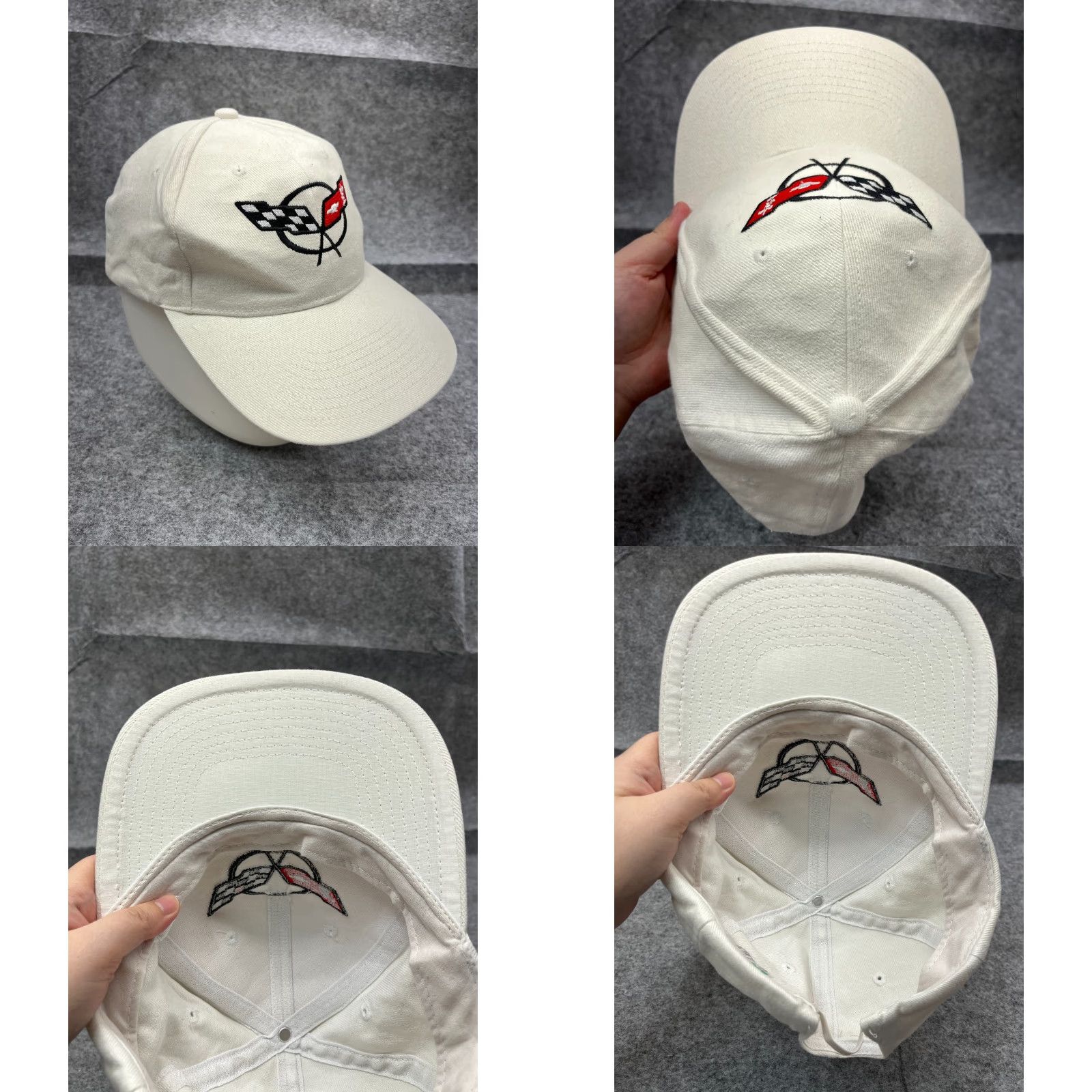 Vintage Head To Toe Chevrolet Racing Hat Cap Fitted One Size White Cotton Blend Baseball Cap Mens Outdoor Racing 90s Size ONE SIZE - 8 Thumbnail