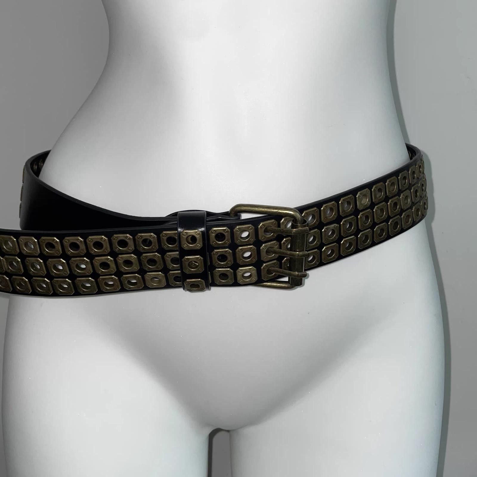 Japanese Brand Y2K Punk Gold Metallic Faux Leather Buckle Modern Belt Size ONE SIZE - 8 Thumbnail