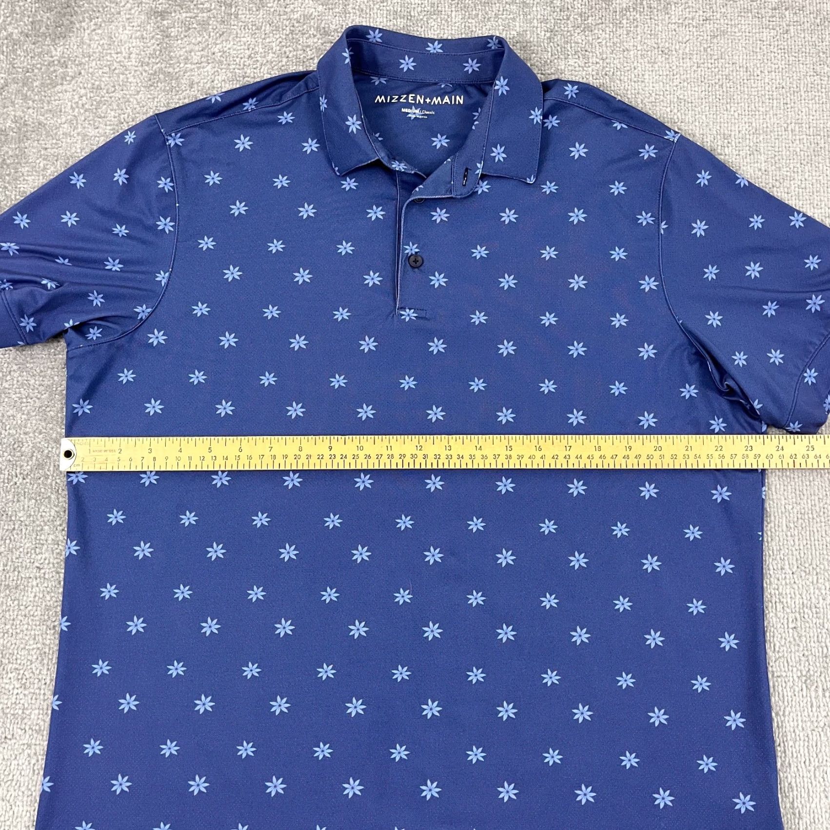 Mizzen+Main Mizzen + Main Polo Shirt Mens Medium Blue Floral Golf Performance Stretch Sport Shirt Size US M / EU 48-50 / 2 - 4 Thumbnail