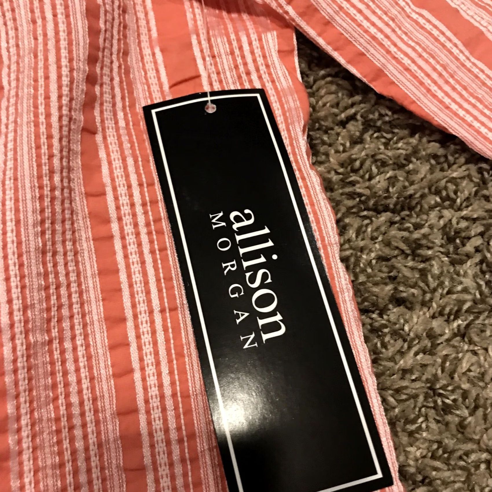 Vintage Coral Button-Up Shirt Cotton Blend Striped Long Sleeve Women XL Regular Aller? (Note: There is ambiguity due to provided data) Size XL / US 12-14 / IT 48-50 - 2 Thumbnail