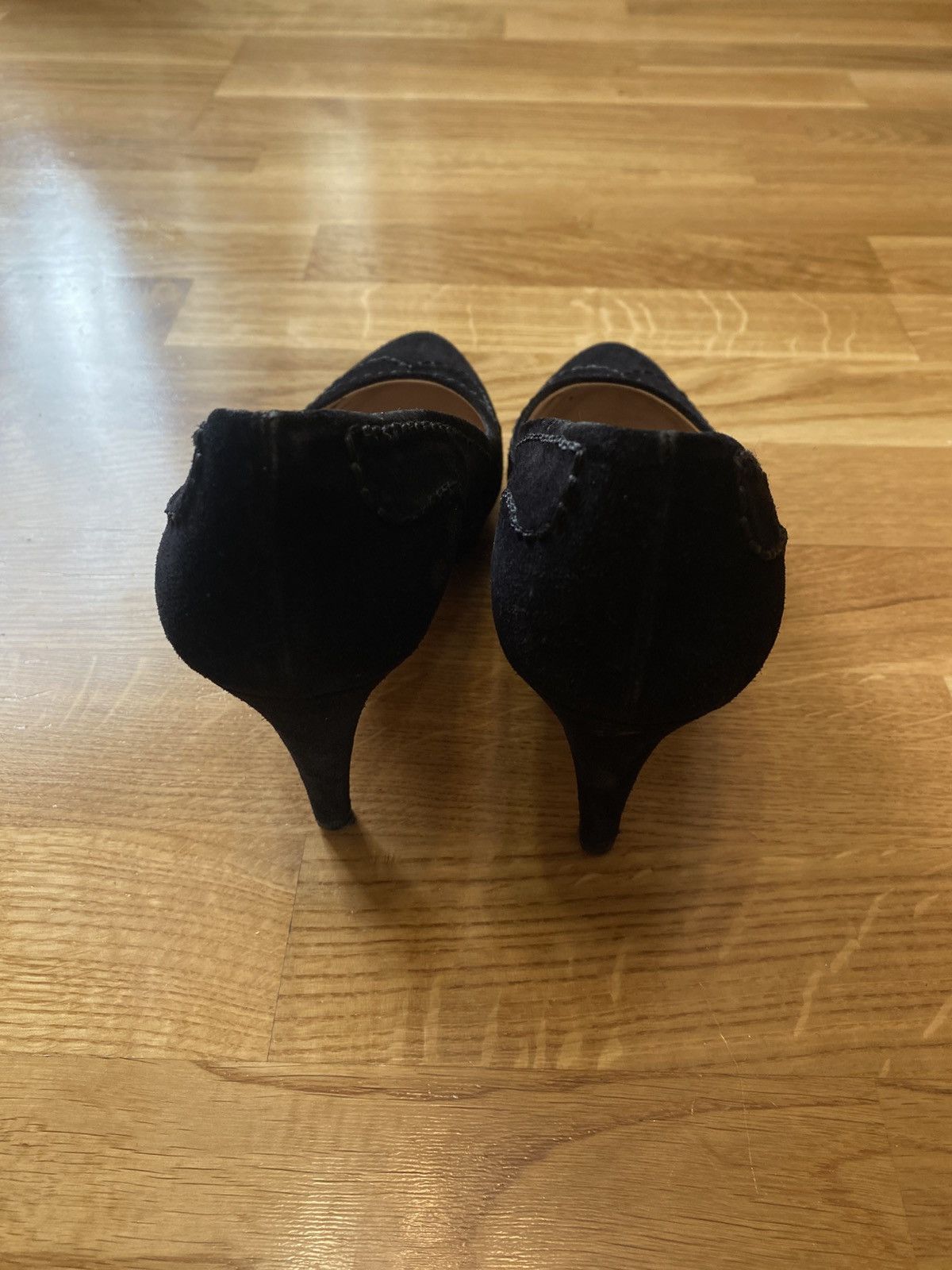 Prada Prada Black Suede Whipstitch ClassicHigh Heel PumpsSize 37.5 Size US 7.5 / IT 37.5 - 4 Thumbnail