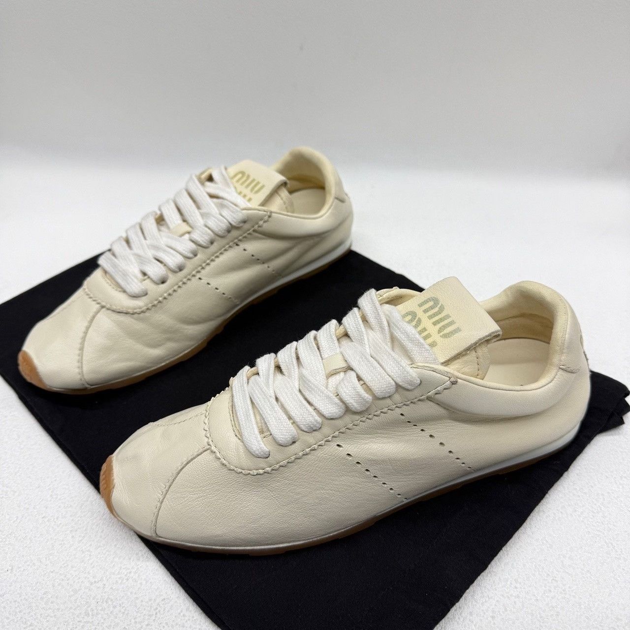 Miu Miu Miu Miu Leather White Lowtop Sneakers us_6-5 Women Size US 6.5 / IT 36.5 - 1 Thumbnail