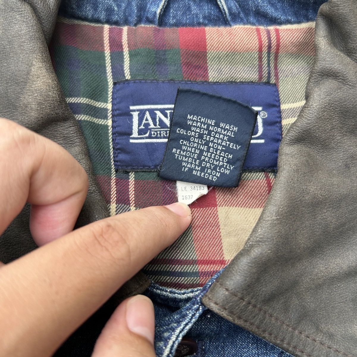 Japanese Brand × Lands' End × Vintage Vintage 90s Lands End Workwear Coat Denim Jacket Size US M / EU 48-50 / 2 - 15 Thumbnail