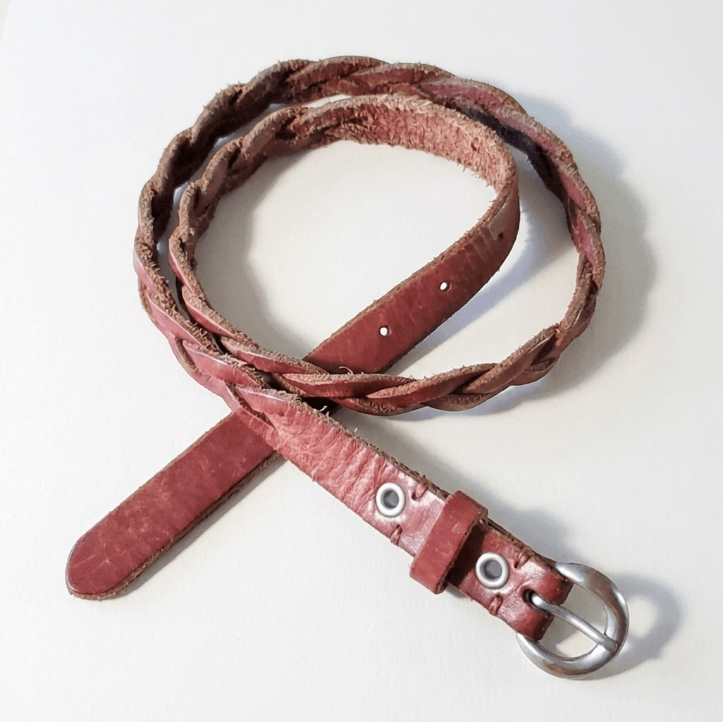 American Eagle Outfitters AEO 32-38" Belt Red Brown Leather Strap Cowhide Braided Size ONE SIZE - 1 Thumbnail