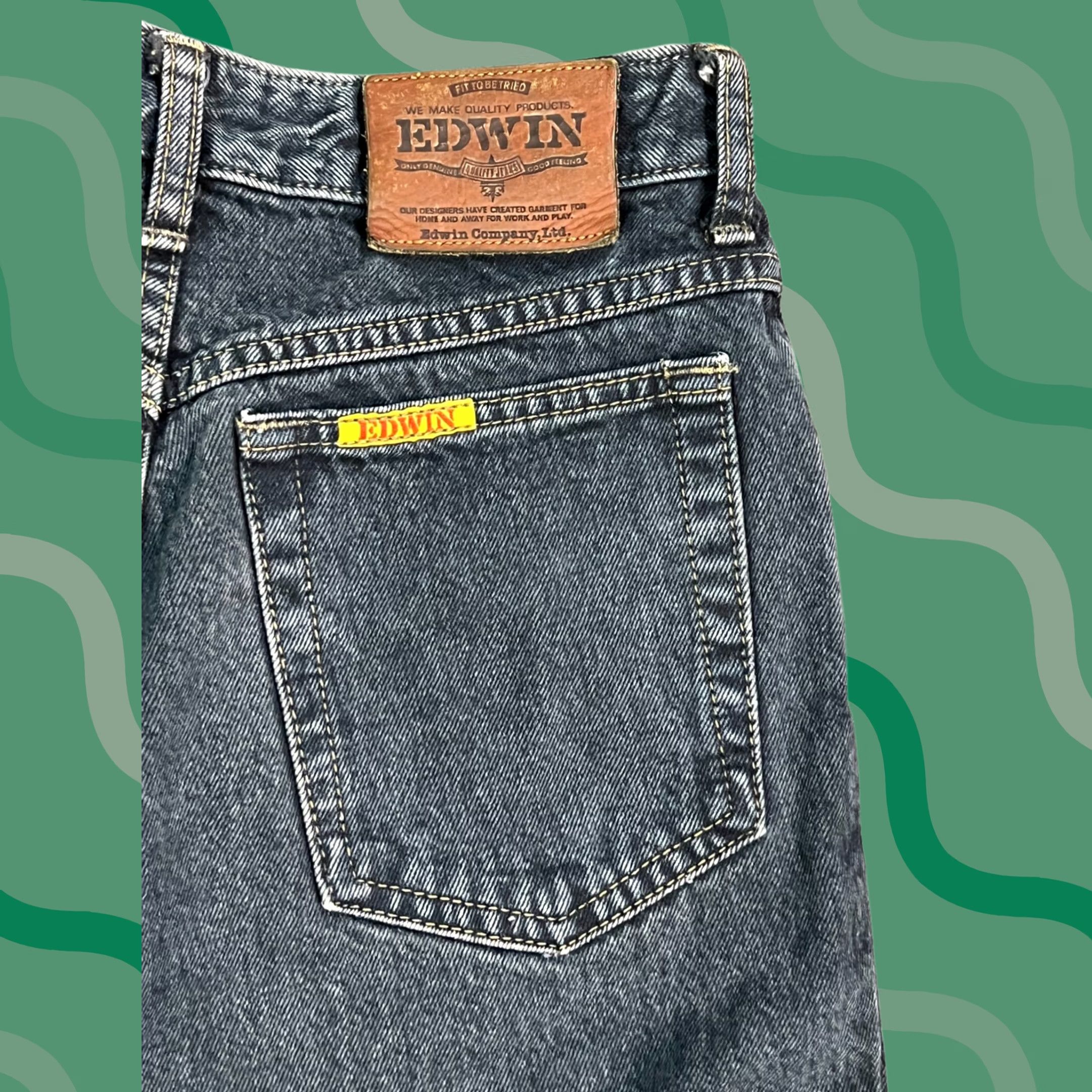 Edwin VINTAGE Edwin Jeans Mens 28x27 Blue Medium Wash 100% Cotton Made in Japan Jeans 90s Mens Regular Slimming Vintage Japan Denim Straight - 27 Inseam Size US 28 / EU 44 - 1 Thumbnail
