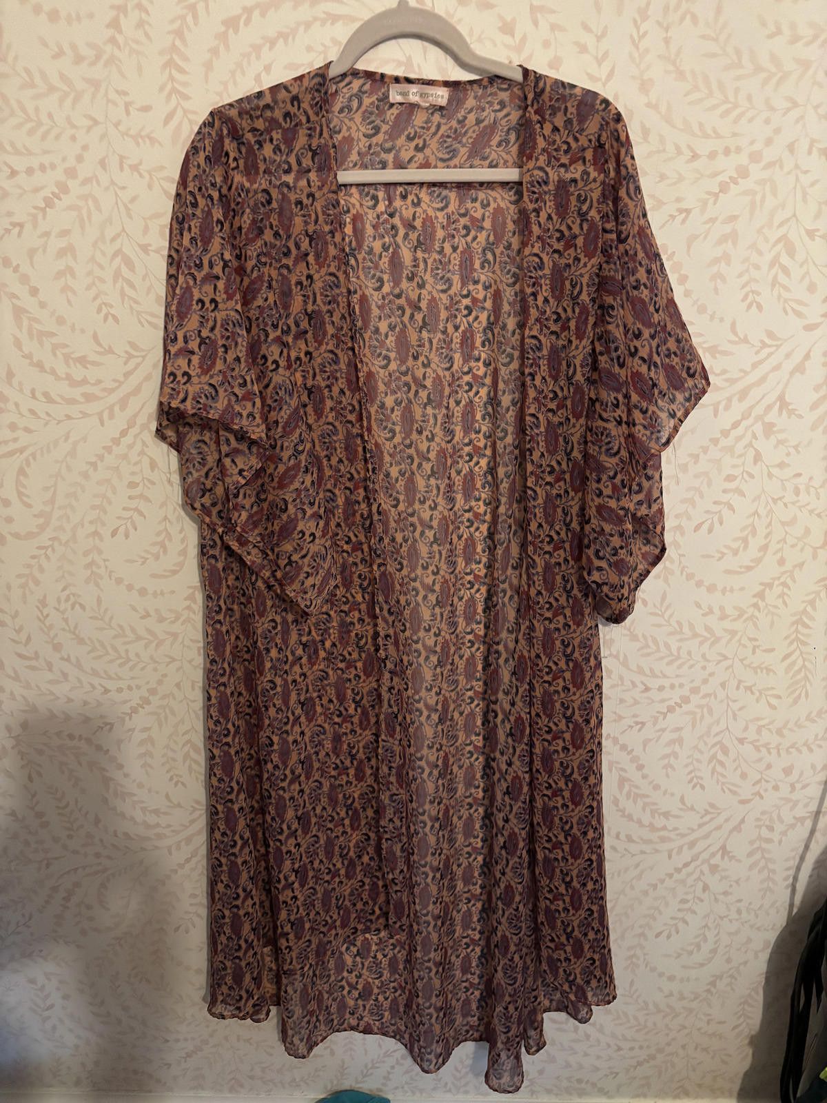 Other Band of Gypsies Sheer Printed Kimono Robe OSFM Size ONE SIZE - 1 Thumbnail