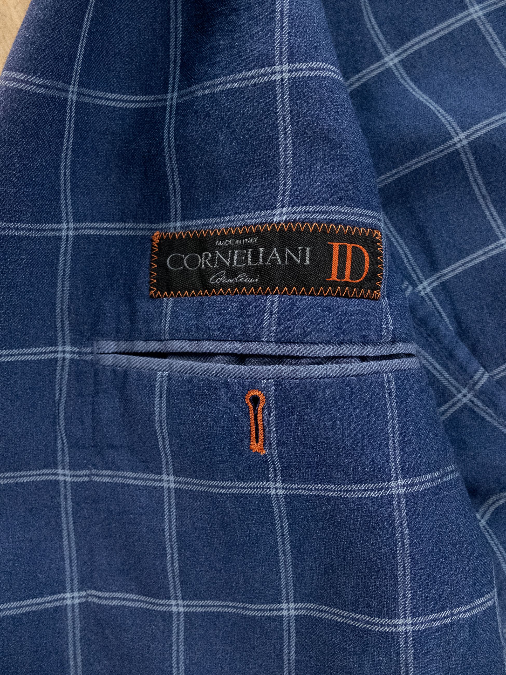 Corneliani CORNELIANI ID blue windowpane linen wool silk sportcoat 40 Size 40R - 7 Thumbnail
