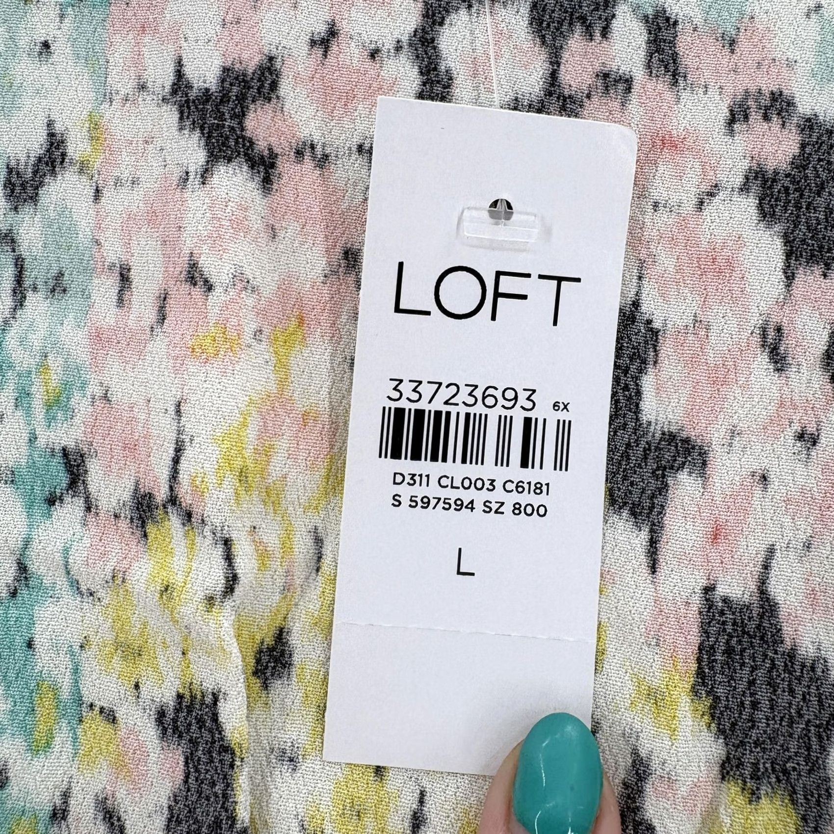 Loft Loft Womens Large Multicolor Floral Scoop Neck Button Front Long Sleeve Size L / US 10 / IT 46 - 5 Thumbnail