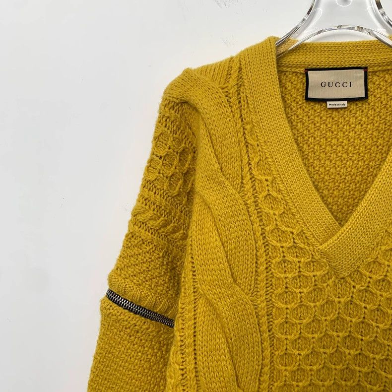 Gucci Gucci Yellow twisted wool V-neck detachable long-sleeved k Size US XS / EU 42 / 0 - 3 Thumbnail