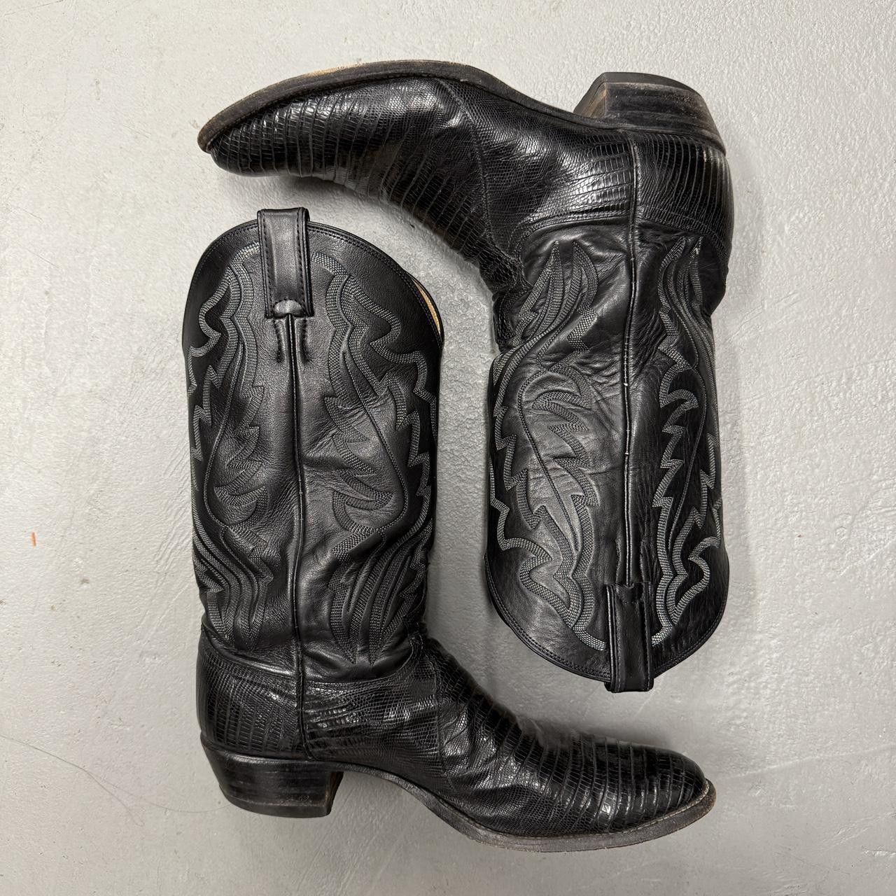 Justin Boots Justin Boots Lizard Skin Black Leather 11 1/2 B Style 8313 Size US 11.5 / EU 44-45 - 1 Thumbnail