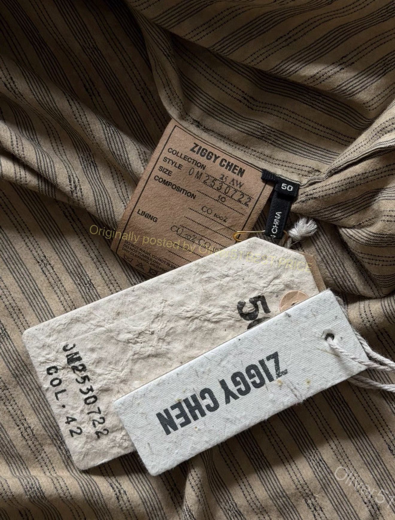 Ziggy Chen Ziggy Chen stripe‑jacquard drape‑collar shirt YYYY17/2610 Size US M / EU 48-50 / 2 - 7 Thumbnail
