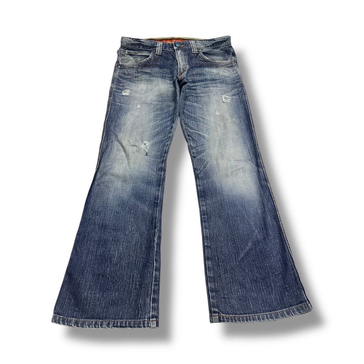 Vintage Edwin Bluetrip Leather Tag Wideleg Style Faded Wash