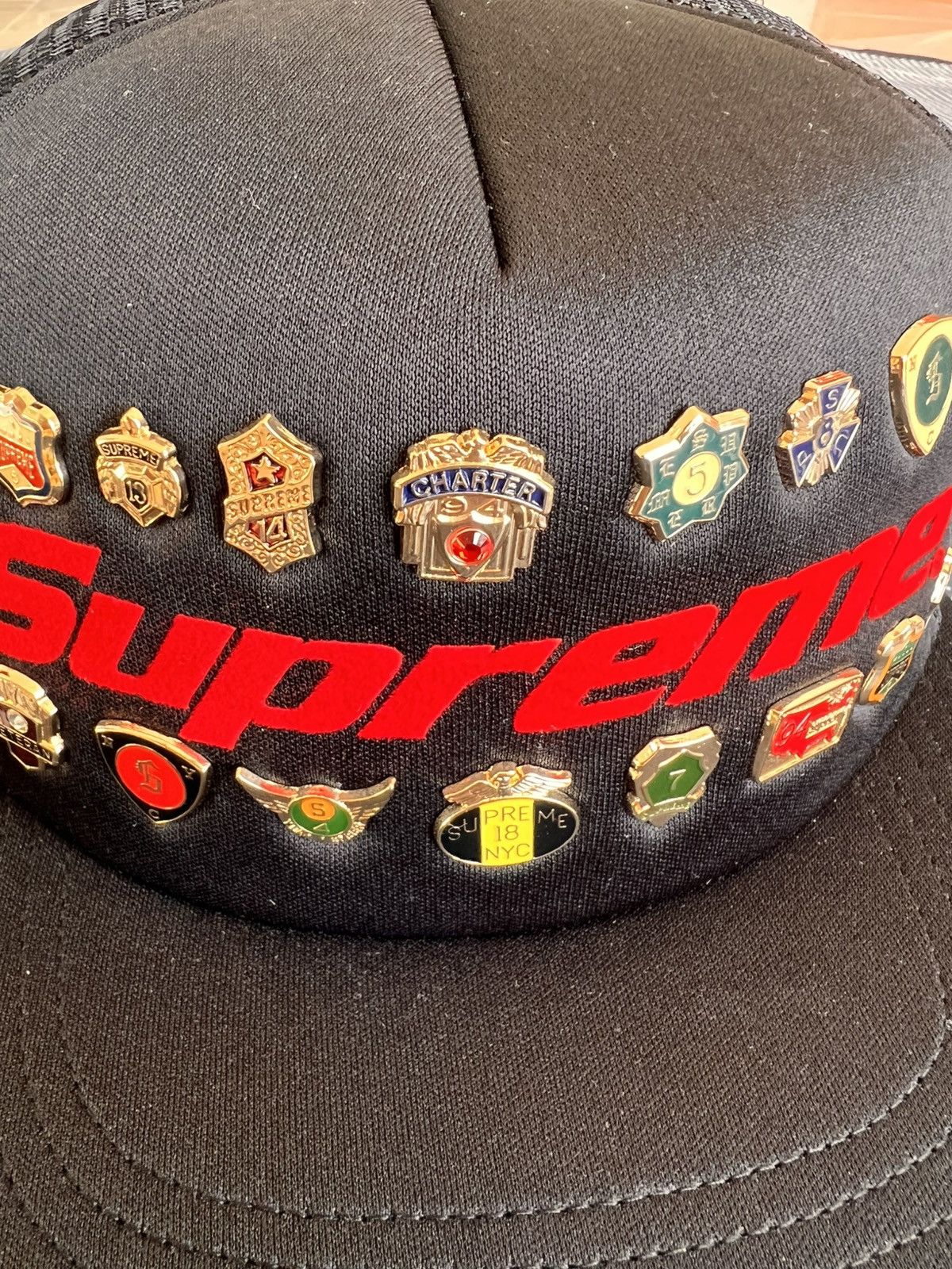 Supreme Supreme Pins Mesh Back 5 Panel Black cap hat snapback enamel Size ONE SIZE - 6 Thumbnail