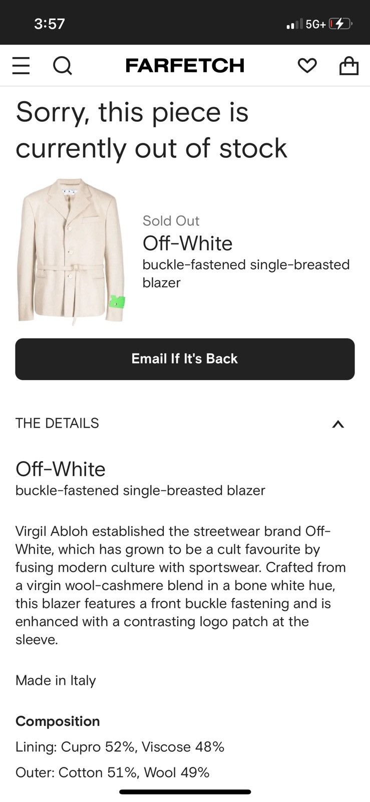 Off-White Off-White buckle-fastened single-breasted blazer Size 48R - 14 Thumbnail