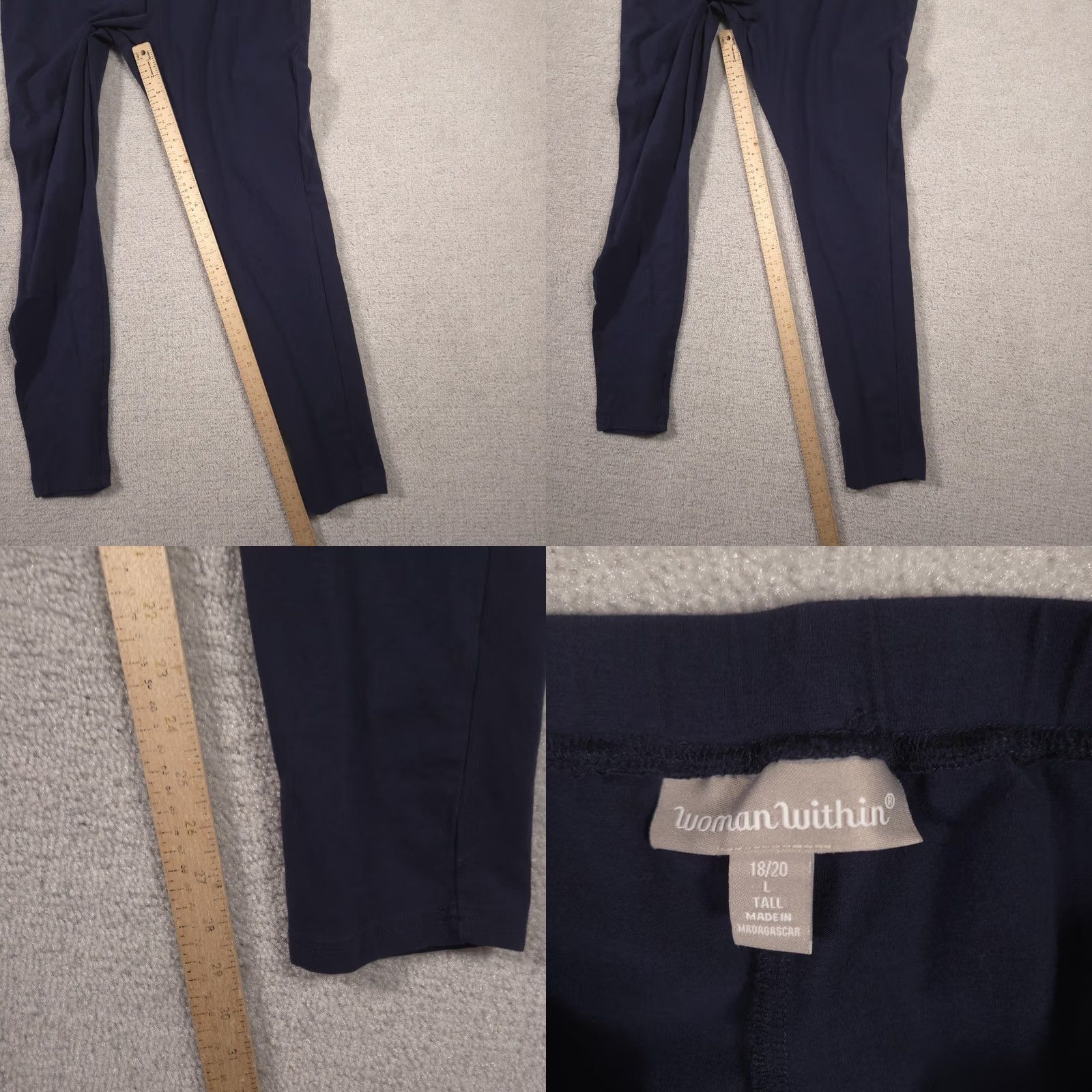 Vintage VINTAGE? No — Woman Within Leggings Womens 18/20 Blue High Rise Tall Knit Ankle Stretch Pants Size 40" / US 18 - 8 Thumbnail