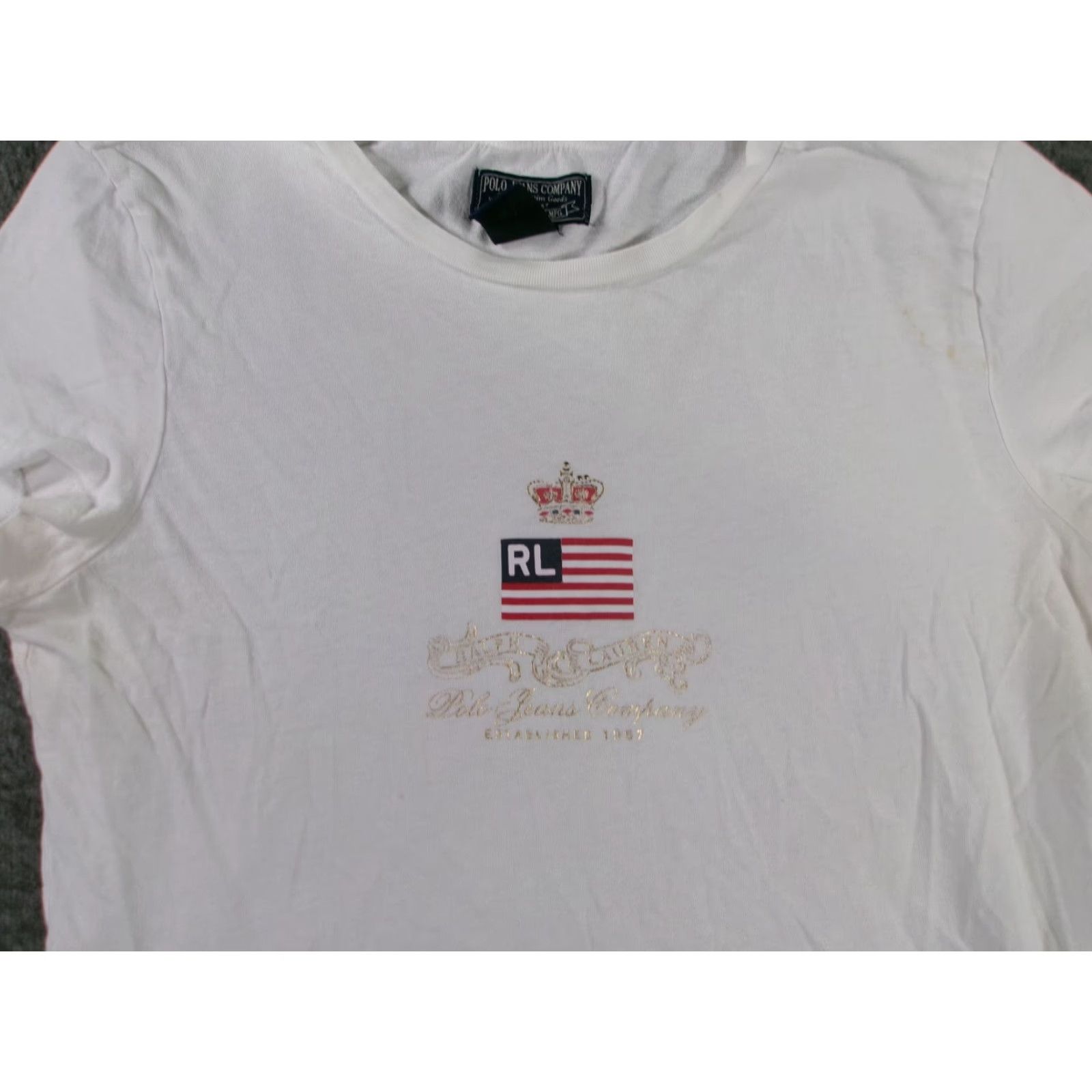 Ralph Lauren Ralph Lauren Polo Jeans Womens L White RL Crest Logo Short Sleeve Crewneck Tee Shirt Size 36" / US 14 / IT 50 - 2 Thumbnail