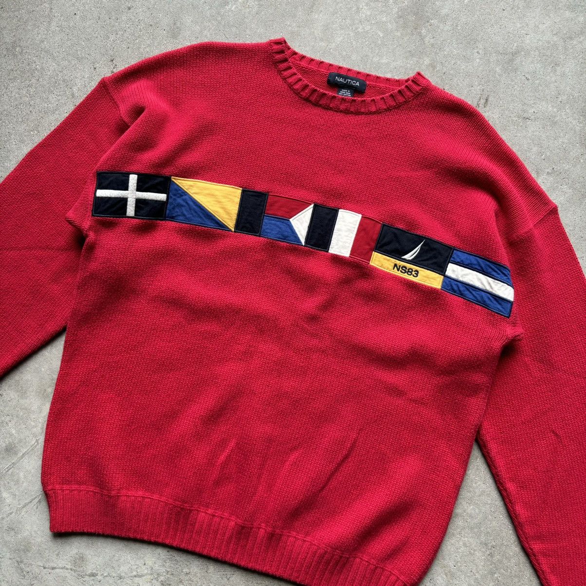Japanese Brand × Nautica × Vintage vintage Y2K NAUTICA Sailing Flag Spellout Knit sweater Size US L / EU 52-54 / 3 - 7 Thumbnail