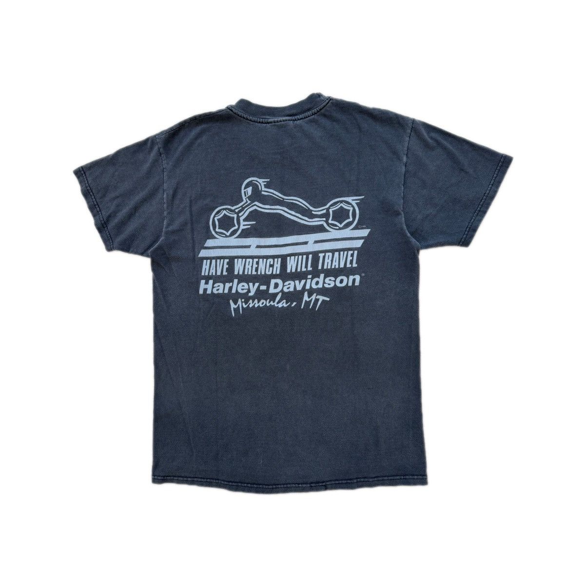 Harley Davidson × Vintage 90’s Harley-Davidson Eagle/Blue Glow Tee Size US M / EU 48-50 / 2 - 2 Thumbnail