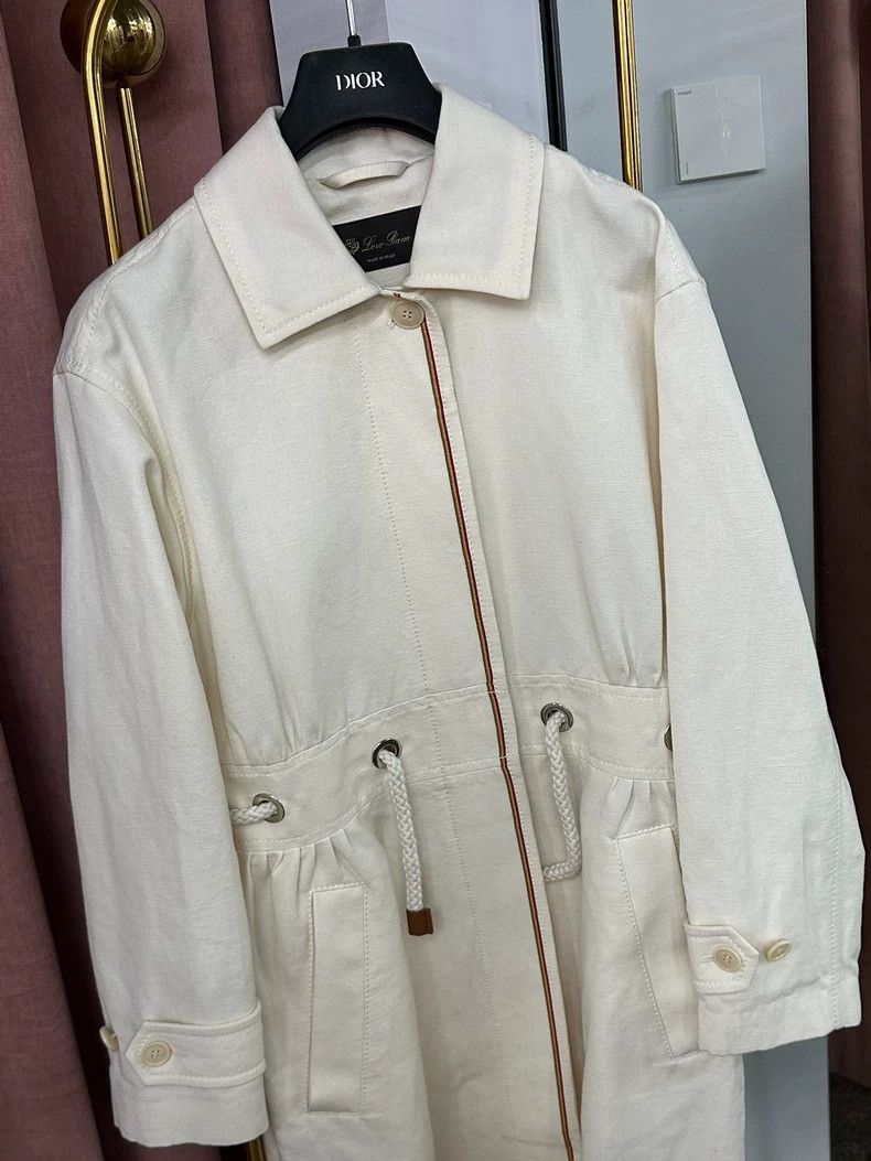 Loro Piana LORO PIANA White cotton linen coat with white collar and l Size M / US 6-8 / IT 42-44 - 2 Thumbnail